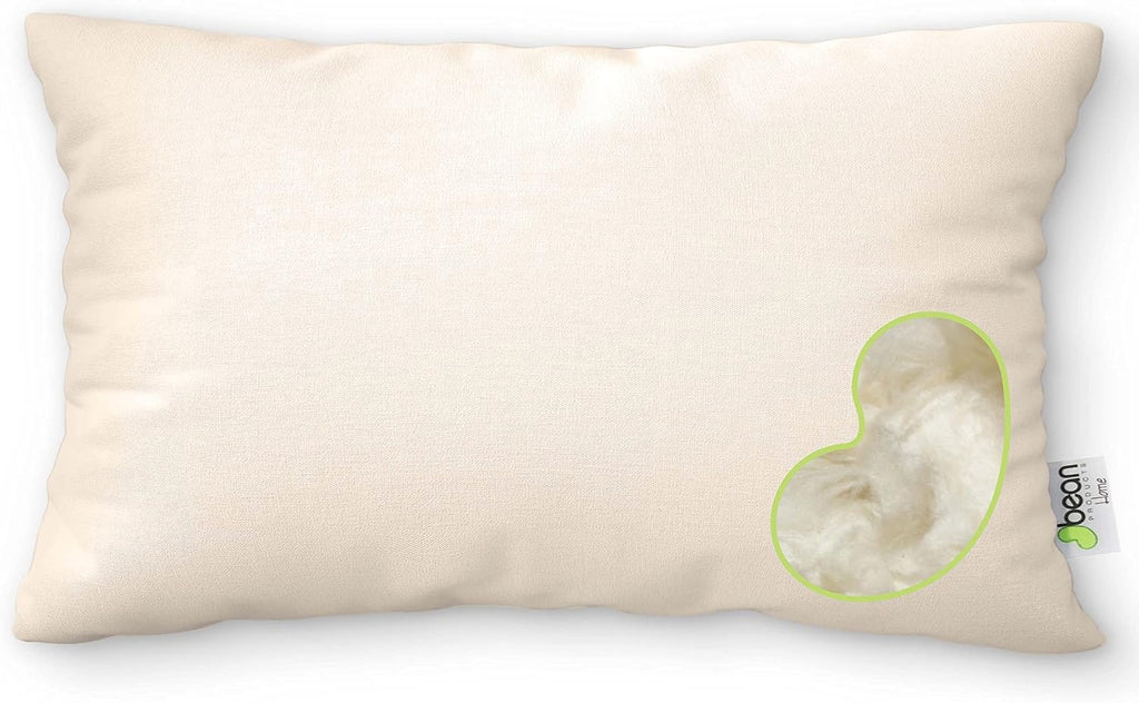 Bean Products Standard Organic Kapok Pillow + Natural Org Case - 20" x 26" - Organic Cotton Zippered Shell - Made in USA