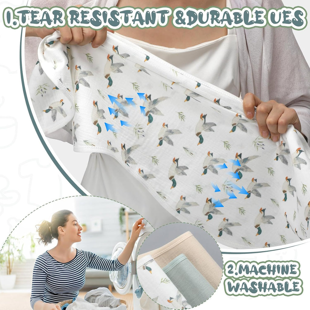 3 Pcs Changing Pad Liners Fits in Peanut Shape Changing Pad Waterproof Diaper Mats Organic Cotton Peanut Mats are Warm on a Baby's Back, Washable Reusable (Mallard Duck,Flaxen)