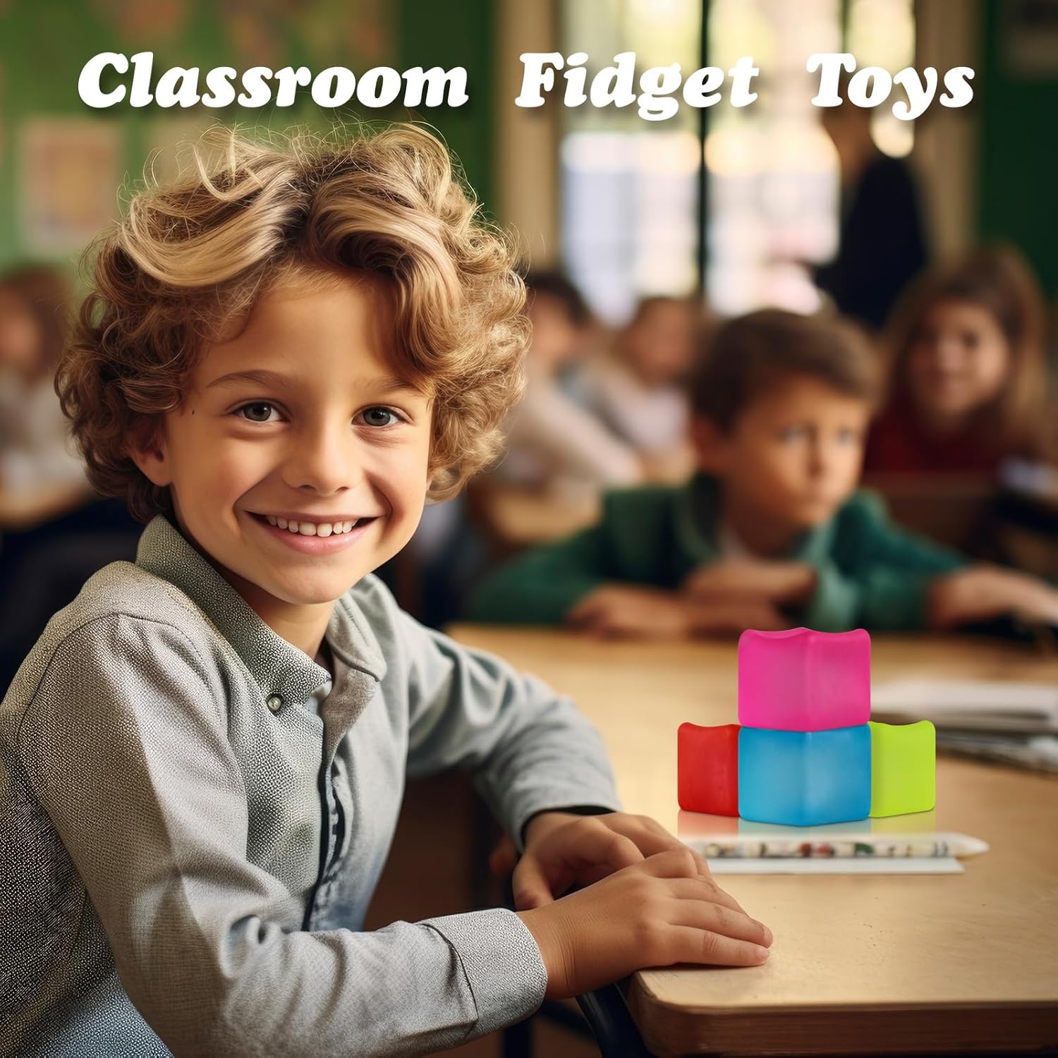 4Pack Slow Rise Squishy Square Cube Nice Stress Cube Gel Stress Balls for Adults, Malt Sugar Stress Balls, Fidget Ice Cube Squishy‘s - Relieve Anxiety/Autism/ADD/ADHD