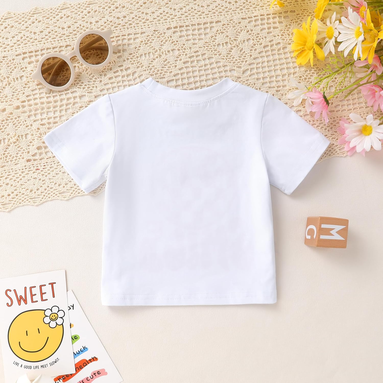 Happy Town Toddler Clothes Baby Boy Girl Smiley Face Shirt Short Sleeve T-Shirt Tee Summer Tops Outfits