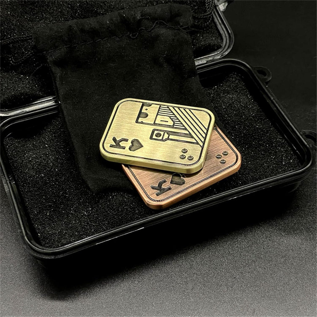 Metal Poker Fidget Slider EDC Adult Fidget Toys ADHD Tool Anxiety Stress Relief Toys Office Desk Toys Gifts for Boyfriend and Father (Copper Skull)