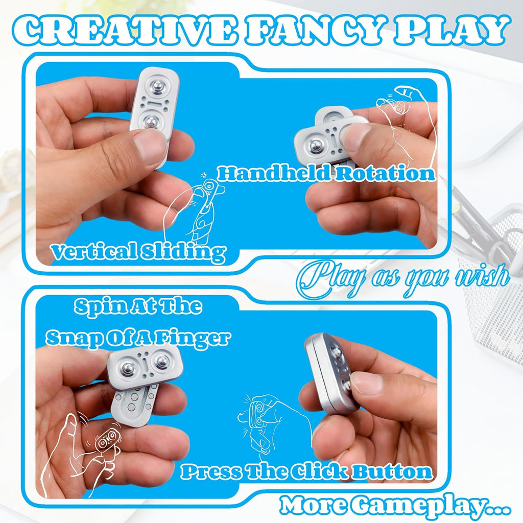 New Abstract Owl Shape Design Fidget Slider,Men's EDC Hand Slider,Poker Push Card Stress Relief Toys,Interesting Fidget Toys for Adults/Office Desk Toys Gifts for Boyfriend and Father (Silvery)