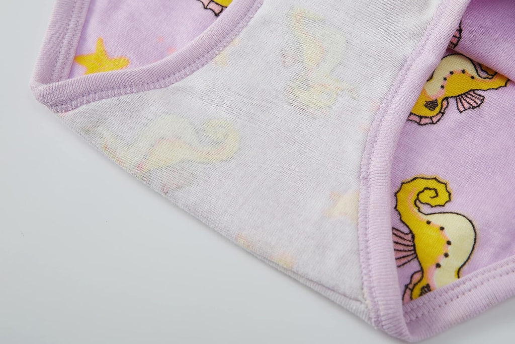 Cadidi Dinos Little Girls' Soft Cotton Underwear Kids Cool Breathable Comfort Panty Briefs Toddler Undies(Pack of 6)