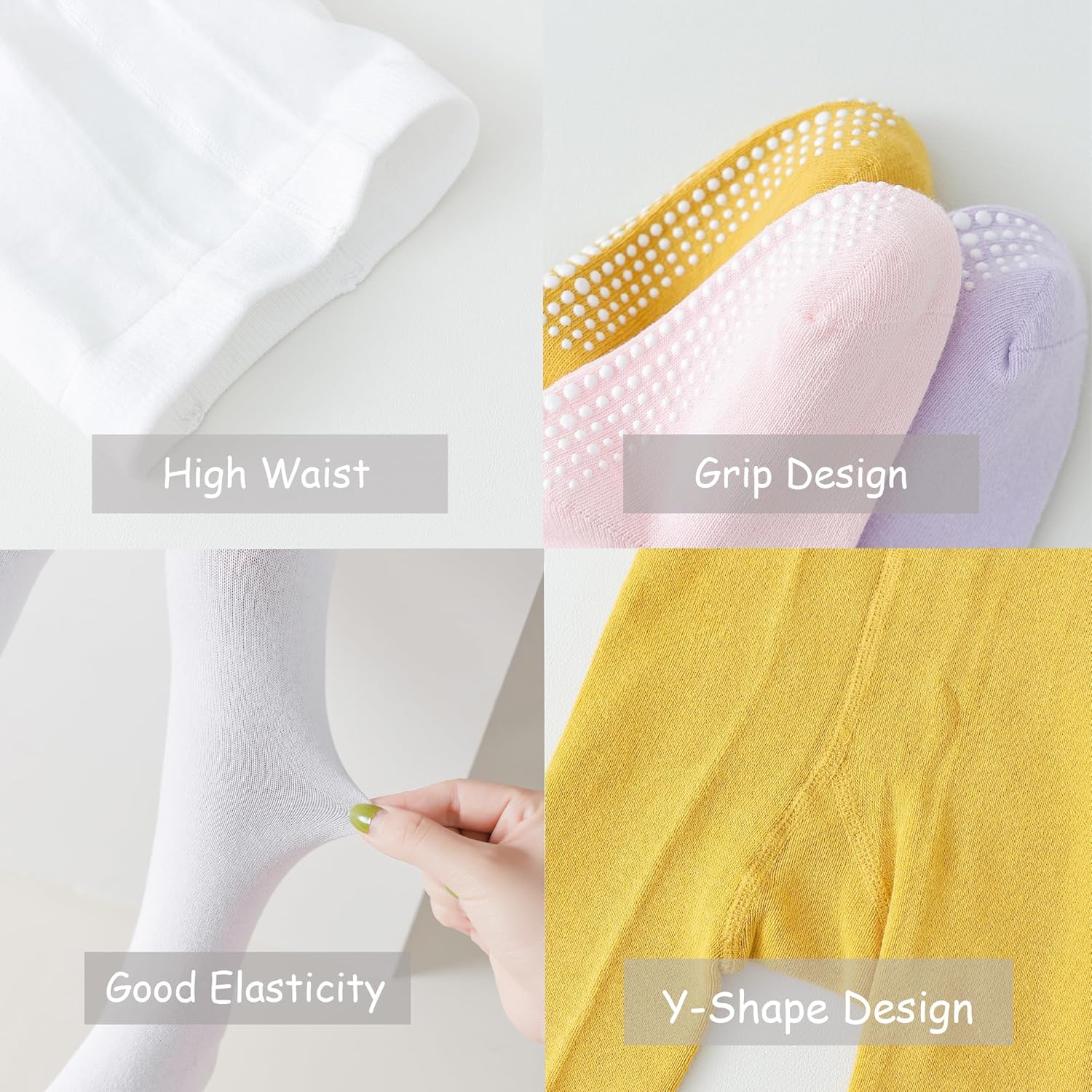 Marchare Baby Girls Tights Thick Cotton Solid Leggings Winter Warm Stockings With Non Slip Grips