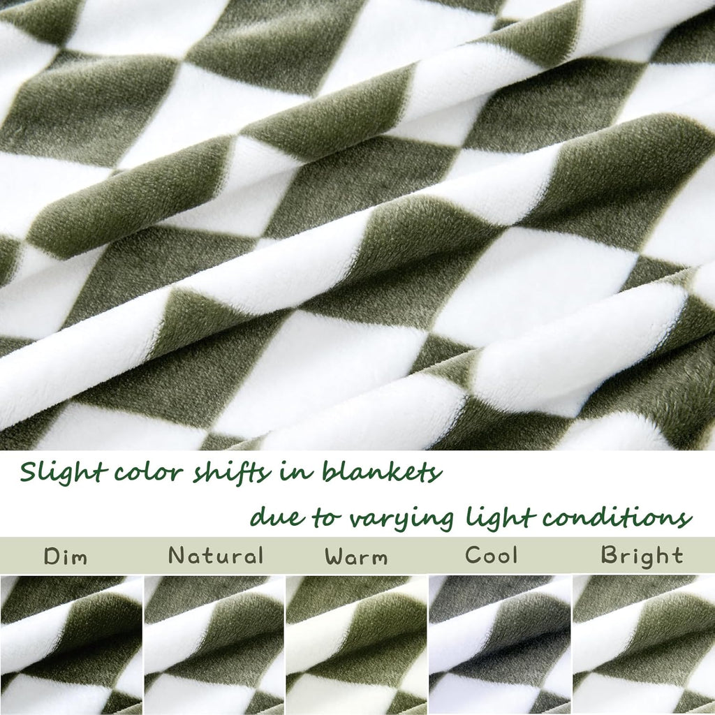 Yurhap Checkered Baby Blanket Fleece Baby Blankets for Boys, Ultra Soft Cozy Fluffy Infant Toddler Newborn Receiving Blankets for Crib Stroller, 30''x40'', Dark Olive