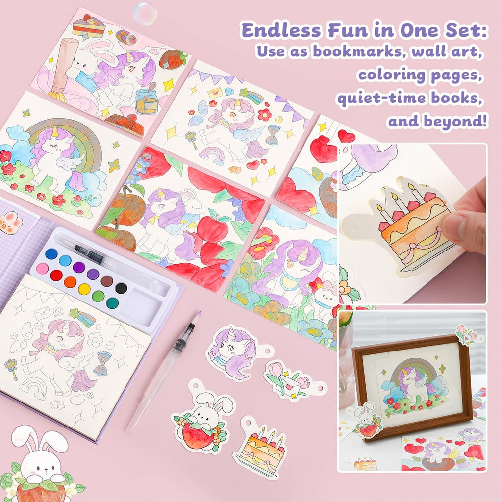 gesboole Paint with Water Coloring Books for Kids Ages 3-5, 4-8 – Cute Coloring Book for Teens,Arts and Crafts for Kids Ages 3 4 5 6 7 8+, Birthday Gift Toys for Girls Boys,Travel Toys -Unicorn