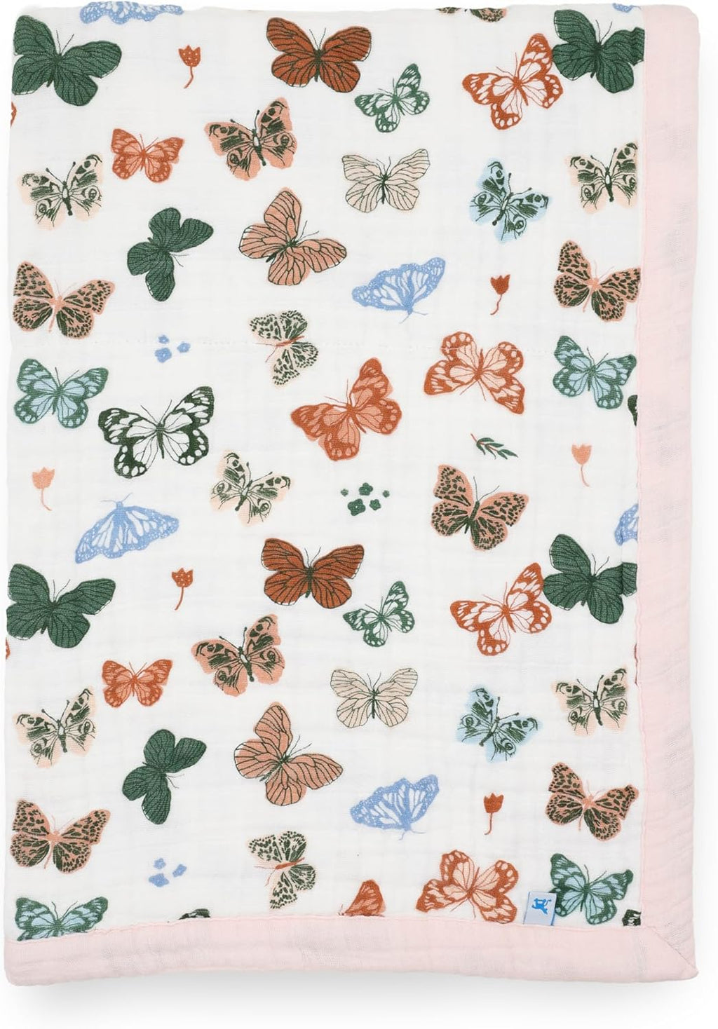 Little Unicorn Newborn Receiving Quilt | Ultra- Soft, Multi-Layered Muslin Fabric | Gift for Newborns & on-The-go (Butterflies)