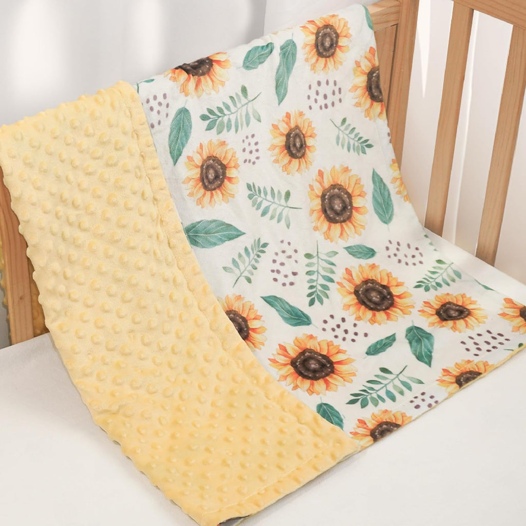 SANDJEST Sunflower Blanket for Girls Kid - 30 x 40 Minky Throw Kids Blankets Gifts for Birthday Christmas - Nursery Bedroom Decor