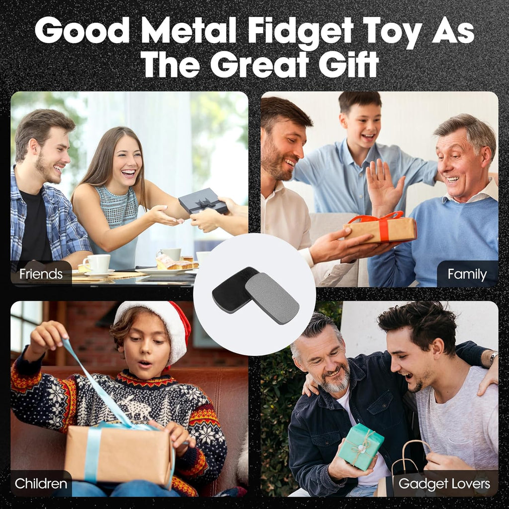 Fidget Slider EDC Gadgets Toy Oval Metal Magnetic Haptic Fidget Toys for Adults Anxiety/ADHD/Stress Relief, Gift for Boyfriend, Husband and Father (Grey)