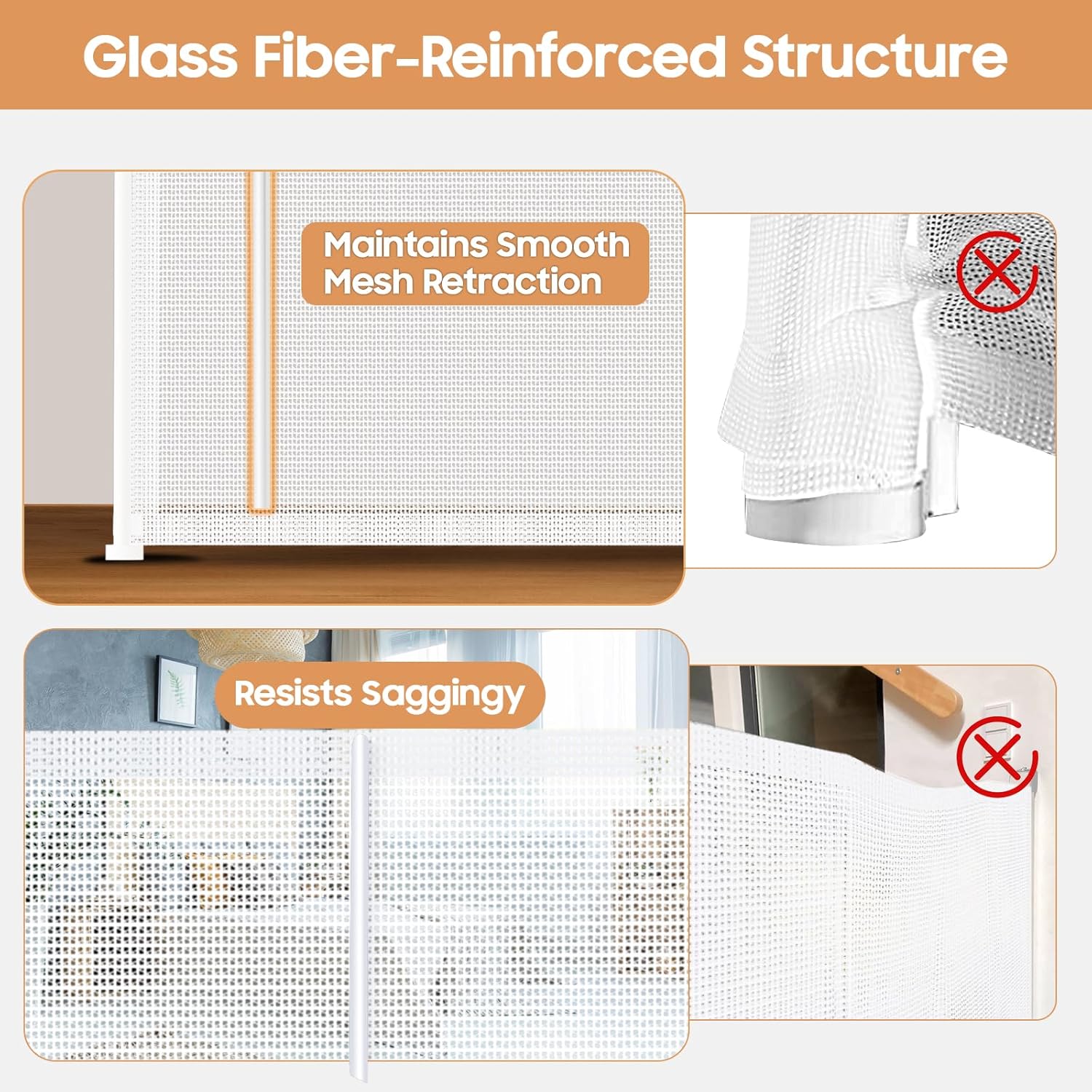 160" Retractable Baby Gates, 42" Extra Tall Upgraded Child Safety Gate with Reinforced Strip Design, Prevent from Crawling Underneath, Extra Wide Dog Gate Baby Gates for Stairs Doorways Indoor Outdoor