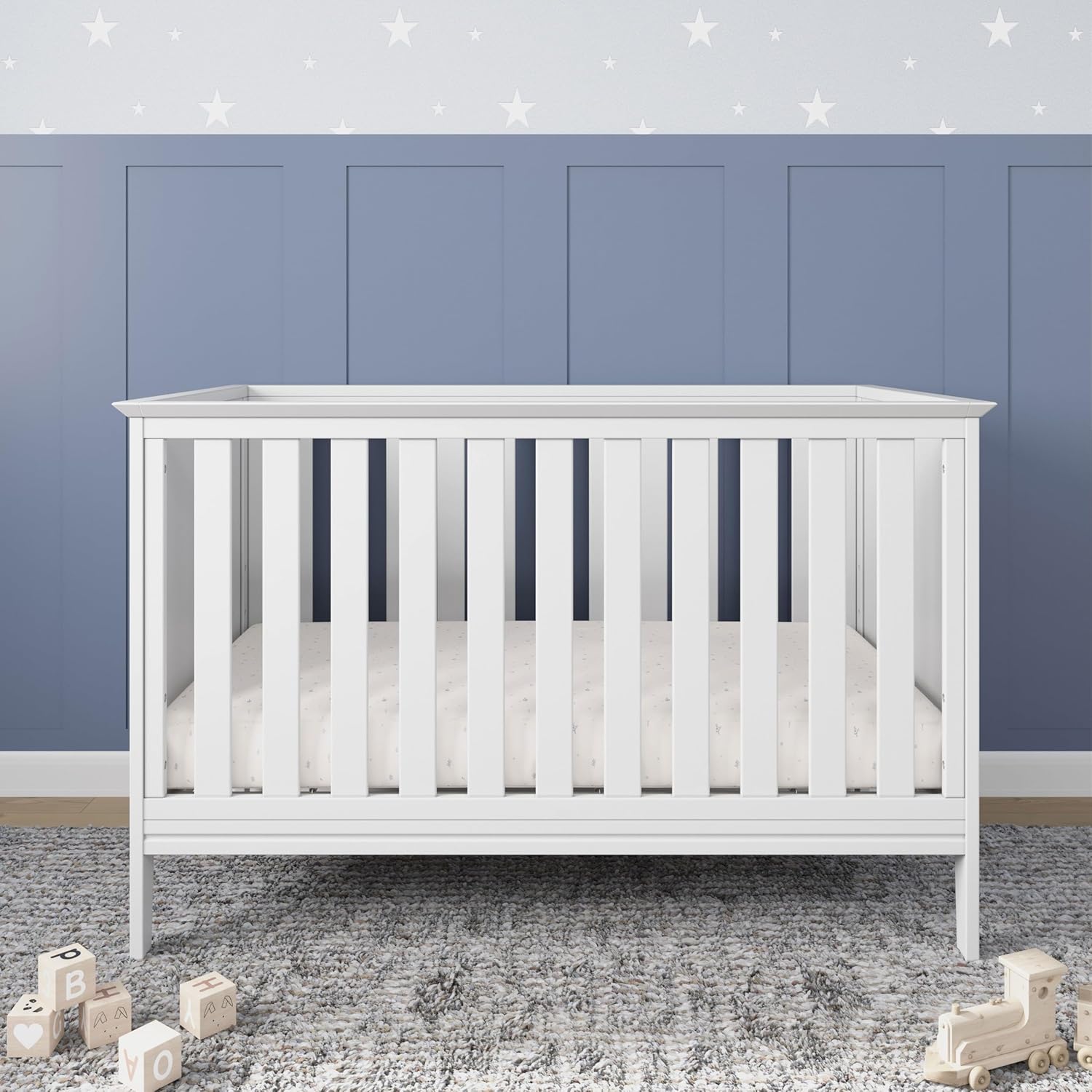 Child Craft Atwood 3-in-1 Convertible Crib, Baby Crib Converts to Day Bed, Toddler Bed, 3 Adjustable Mattress Positions, Non-Toxic, Baby Safe Finish (Matte White)