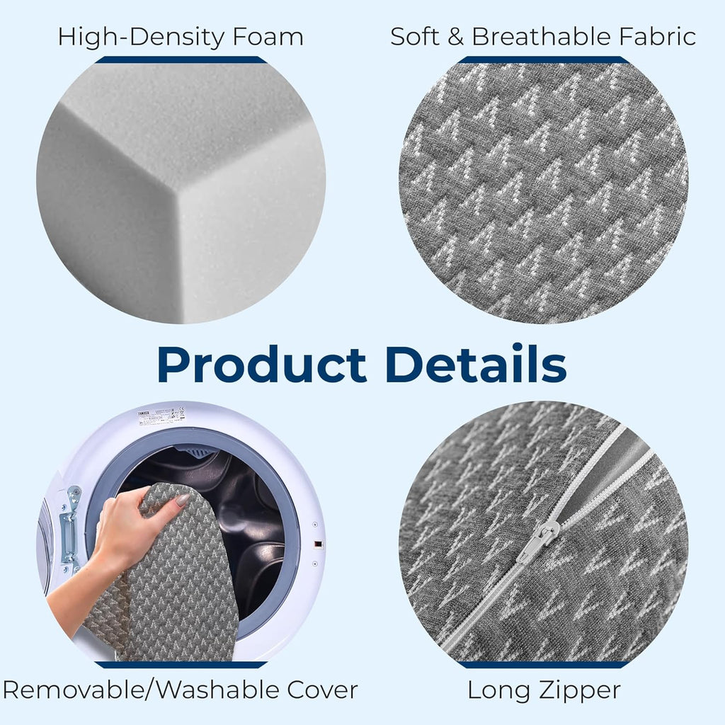 5 STARS UNITED Small Knee Pillow for Side Sleepers – Wedge Firm Foam Support for Belly, Back & Knees – Compact Maternity Cushion for Travel & Pregnancy Relief, Gray