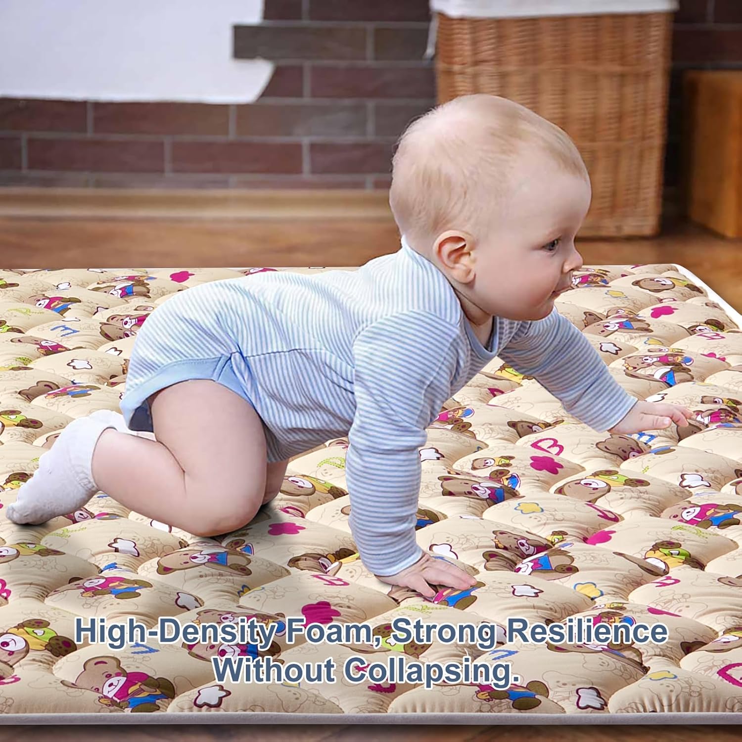 Vibe bear Baby Play Mat 65" X 50", Premium Thicker Foam One-Piece Crawling Mat, Extra Large Anti- Slip Crawling Mat Activity Playmats for Babies,Toddlers, Infants, Play & Tummy Time