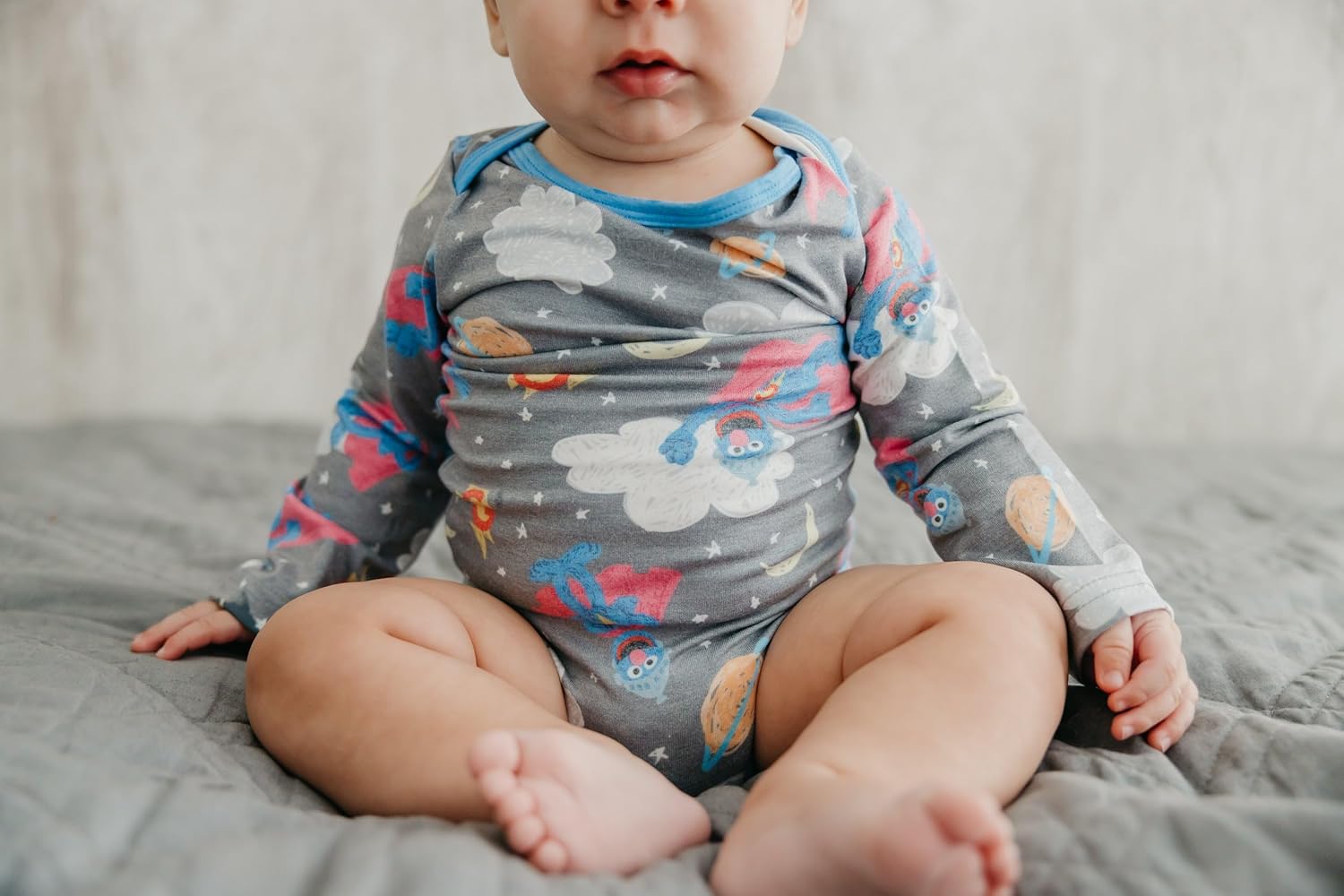 Copper Pearl Long Sleeve Bodysuit Baby: Ultra Soft Baby for Newborns, Boys, and Girls - Stylish, Comfortable, Overlap Shoulders, Premium Knit Fabric - 12-18 Months, Super Grover