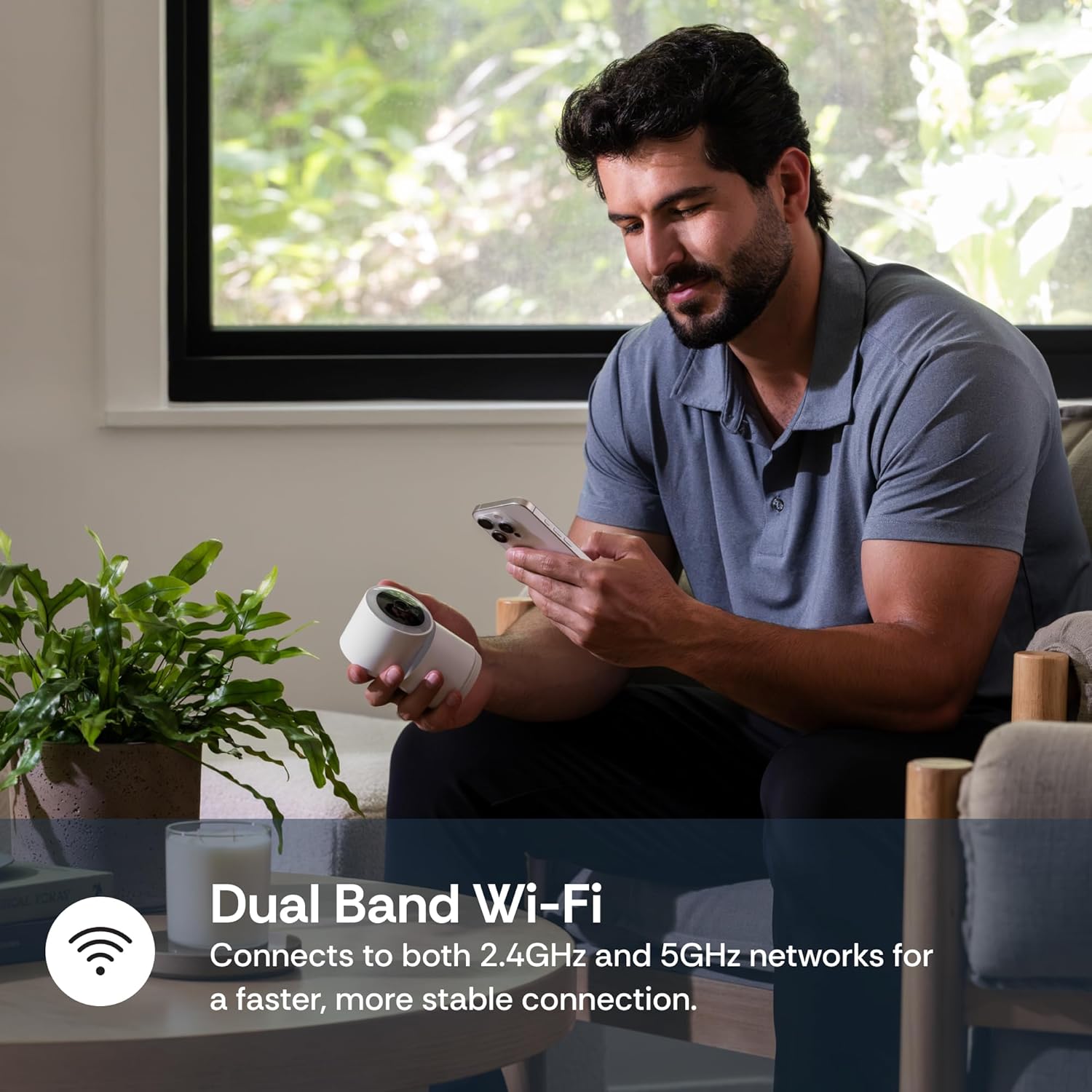 Luna 2K Indoor Cameras for Home Security, 2.4GHz & 5GHz WiFi, 360-Degree Pan-Tilt, Built-in Spotlight, Human Auto Tracking, Siren, Pet/Dog/Baby Camera with Phone app, White (2025 Upgrade Version)