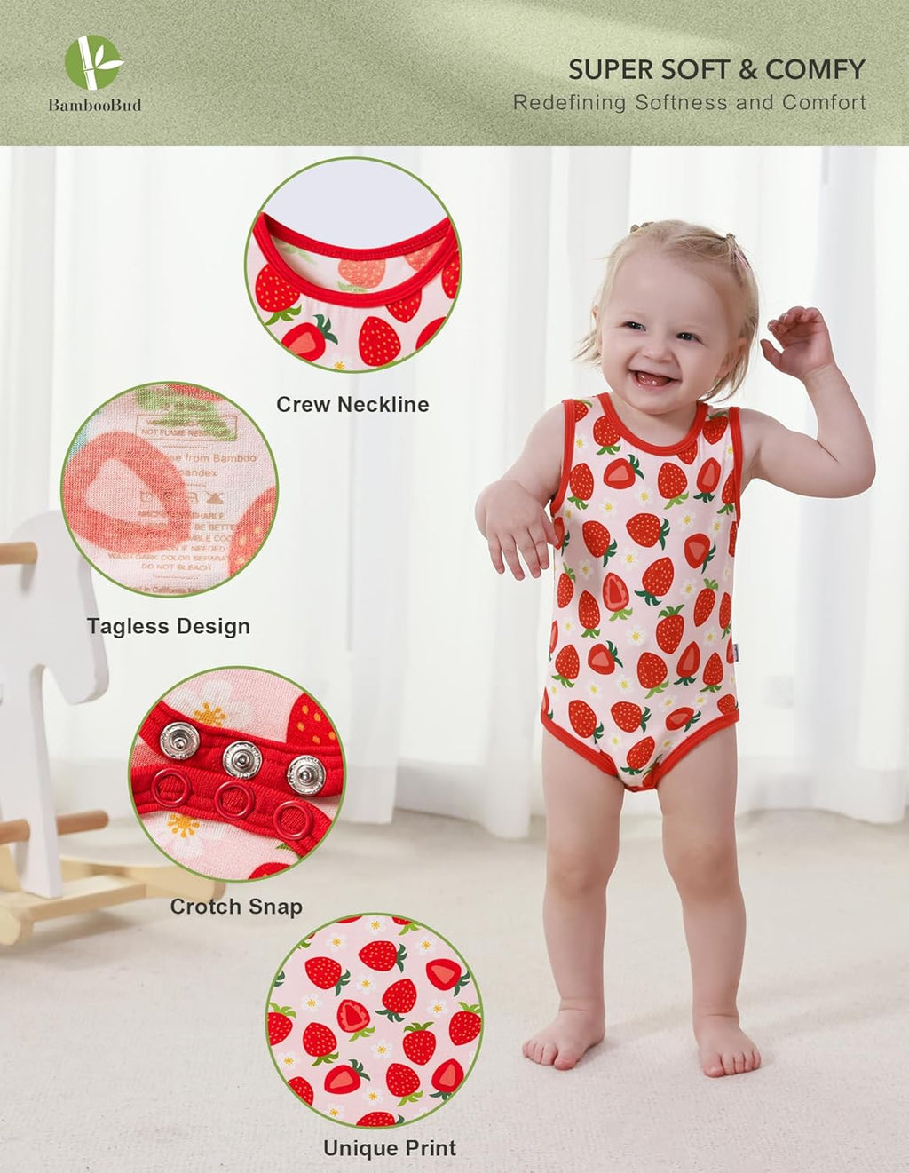 Baby Boy Girl Pajamas Toddler Infant Unisex Sleeveless Sleep Bodysuit Sleepwear Newborn Snap Snug Fit 3-Pack