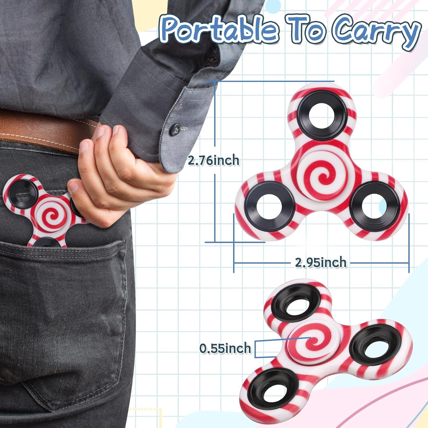 12PCS Fidget Spinner Toy Pack for Kids Adults, Metal Tri-Spinner Fidget Toy Set, Sturdy Hand Spinner for Stress Relief, Easter Halloween Party Supplies Goodie Bag Stuffers Classroom Prizes