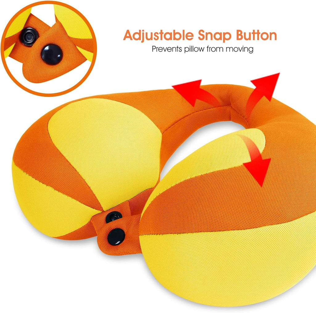 INFANZIA Kids Chin Supporting Travel Neck Pillow, Helps Support Head and Neck, Comfortably Designed for Head, Neck, and Chin Support - Gifts for Toddler/Child/Kids, Orange