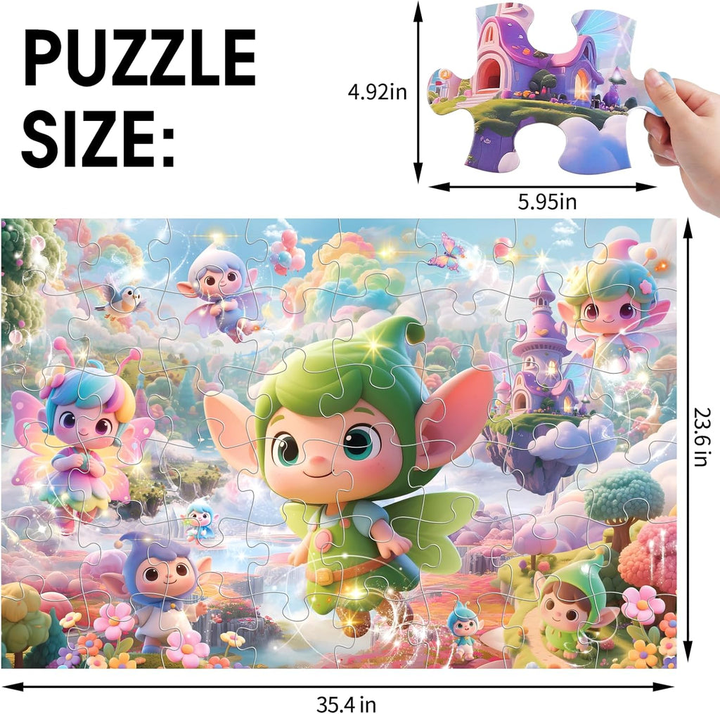 Jumbo Floor Puzzle for Kids,48 Piece Fairy Large Jigsaw Puzzles for Toddler Ages 3-5,Preschool Educational Toy Gift for Boys & Girls Ages 4-8