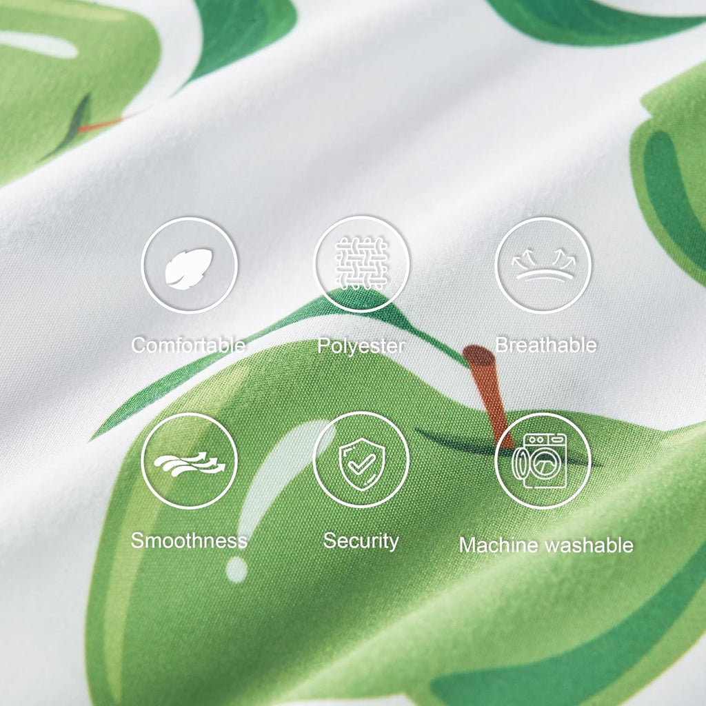 TILLYOU Toddler Pillowcases 13 x 18 Travel Pillow Case 2 Pack, Kids Pillowcases Machine Washable with Envelope Closure, Green Apple & Fruit Green