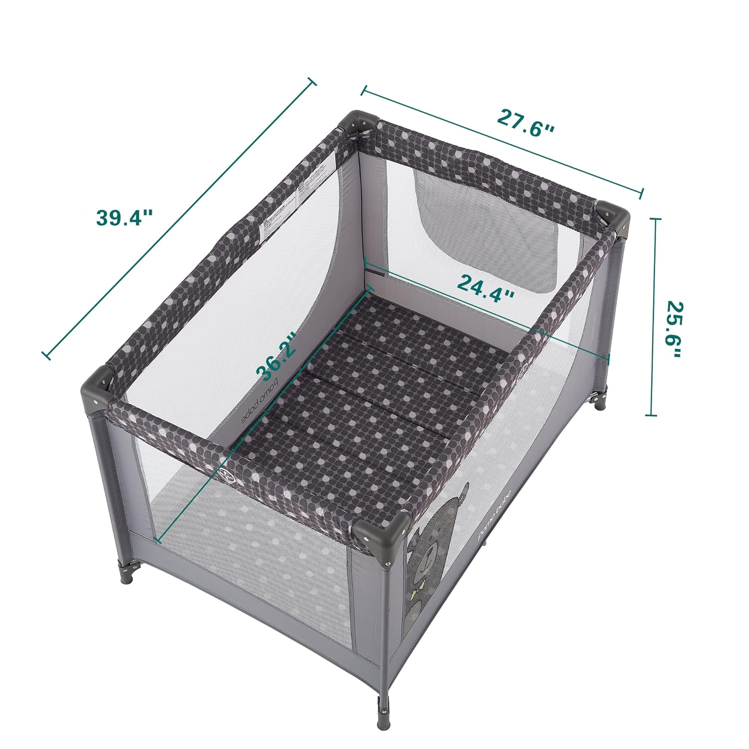 Pamo Babe Portable Crib Baby Playpen with Mattress and Carry Bag Grey