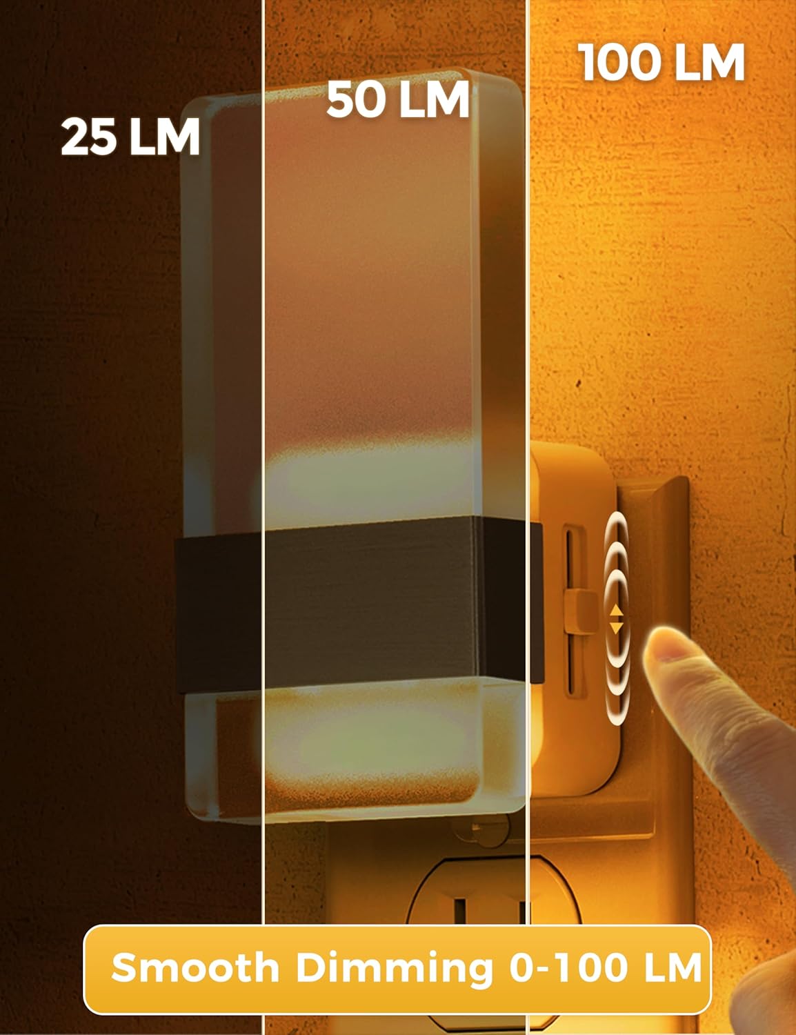 L LOHAS LED Night Light, Amber Night Lights Plug Into Wall, 2 Pack Dusk-to-Dawn Sensor Decorative Night Light, 0-100LM Dimmable Nightlights, Wall Sconce-Style Acrylic Nitelight for Bathroom, Hallway