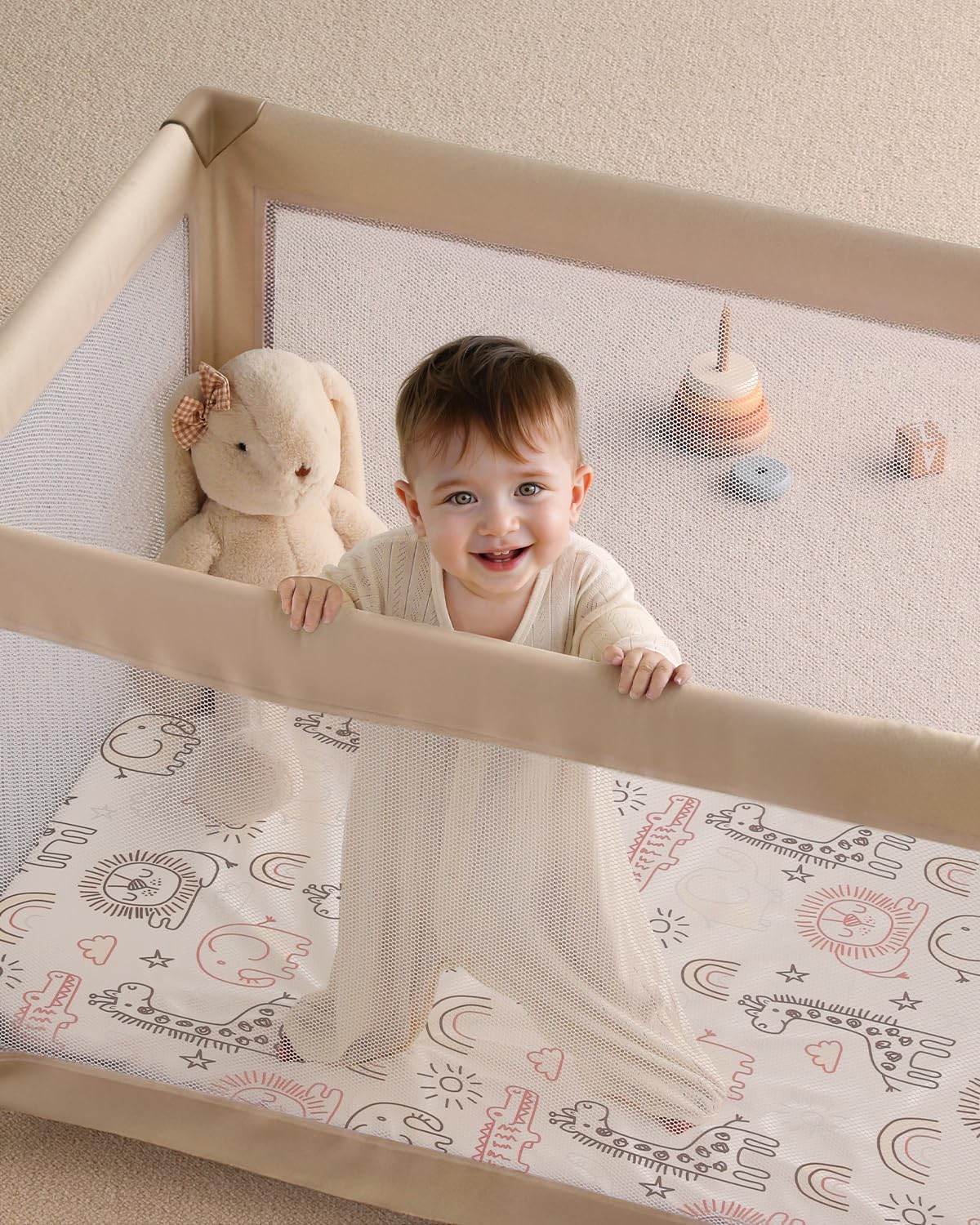 Yoofoss Baby Pack and Play Sheets 2 Pack for Boys and Girls - 38x26 Mini Crib Sheets Fitted Neutral Compatible with Graco Pack n Play Mattress,Ultra Soft Breathable Microfiber Animal World