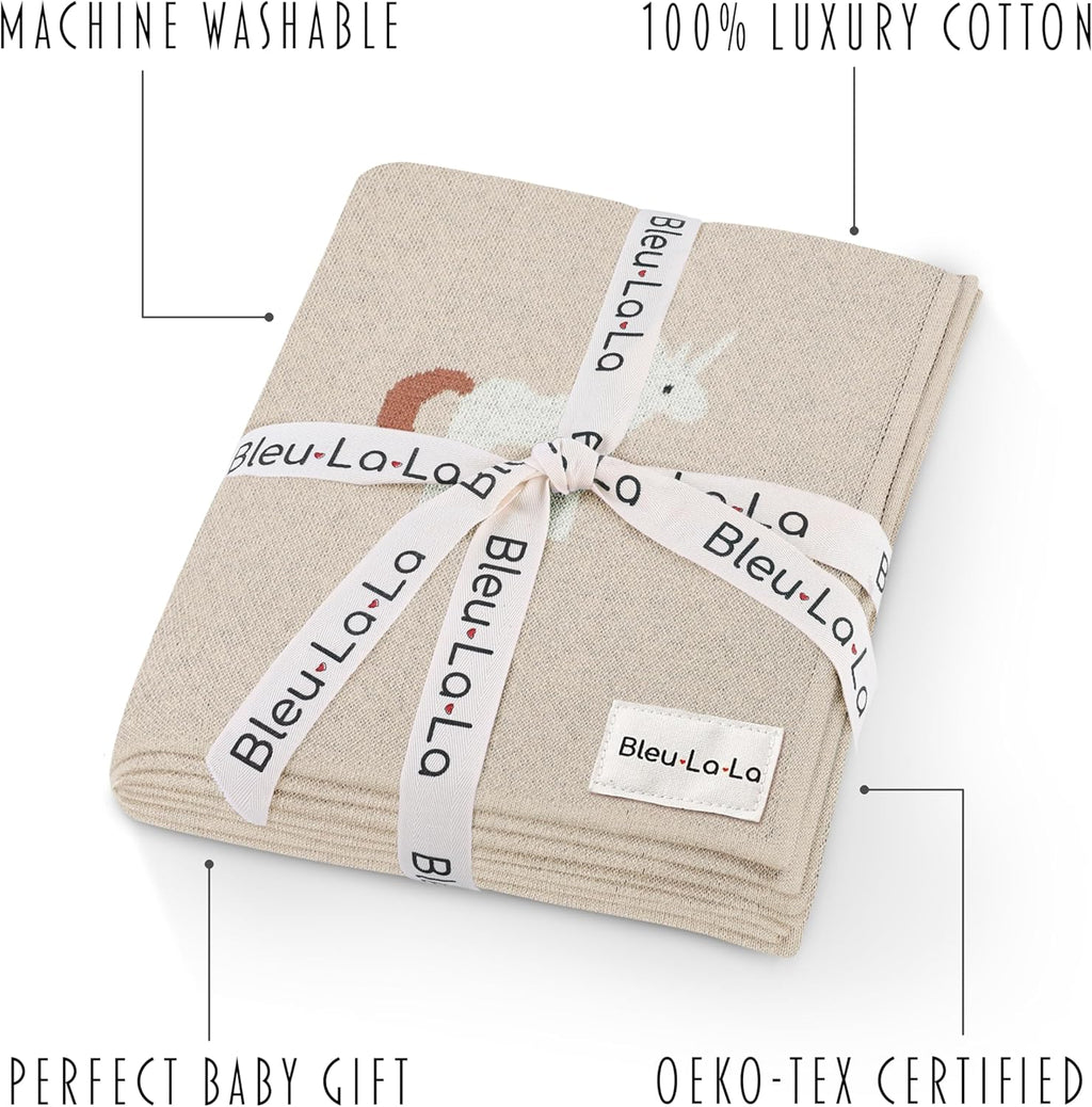 Unisex Baby Blanket for Girls and Boys 100% Cotton Buttery Soft Cozy Receiving Swaddle Crib Stroller Blanket for Shower Gift Registry for Newborns, Infants, Toddlers (Unicorn - Cream)