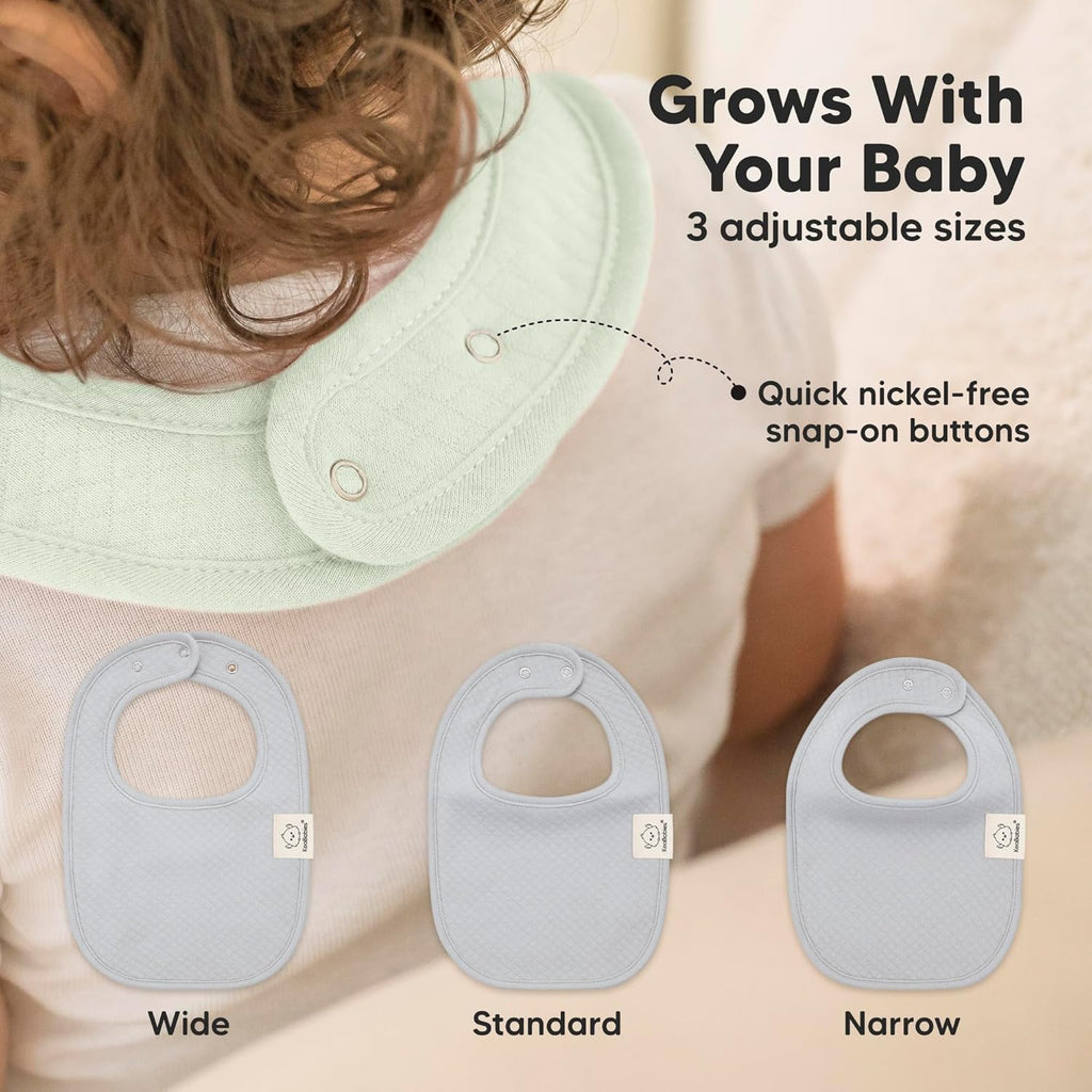 8-Pack Organic Baby Bibs for Girls, Boys - Quilted Cotton Cloth Baby Drool Bibs for Drooling and Teething Toddler, Newborn, Infant, Soft & Super Absorbent (Dew)