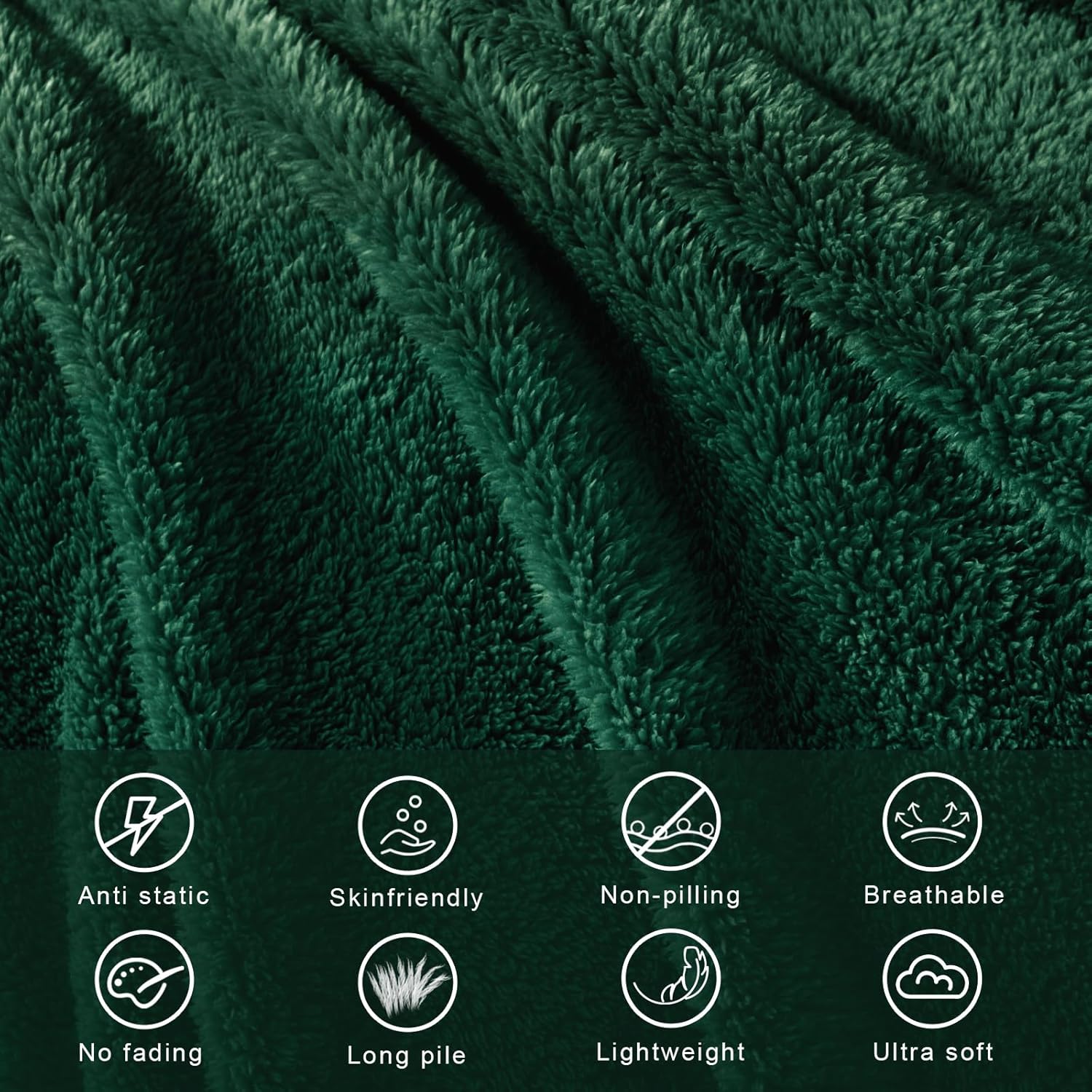 Exclusivo Mezcla Twin Size Flannel Fleece Blanket, Super Soft Velvet Plush Bed Blanket, Fuzzy Cozy and Warm for All Seasons, 60x80 Inches, Forest Green