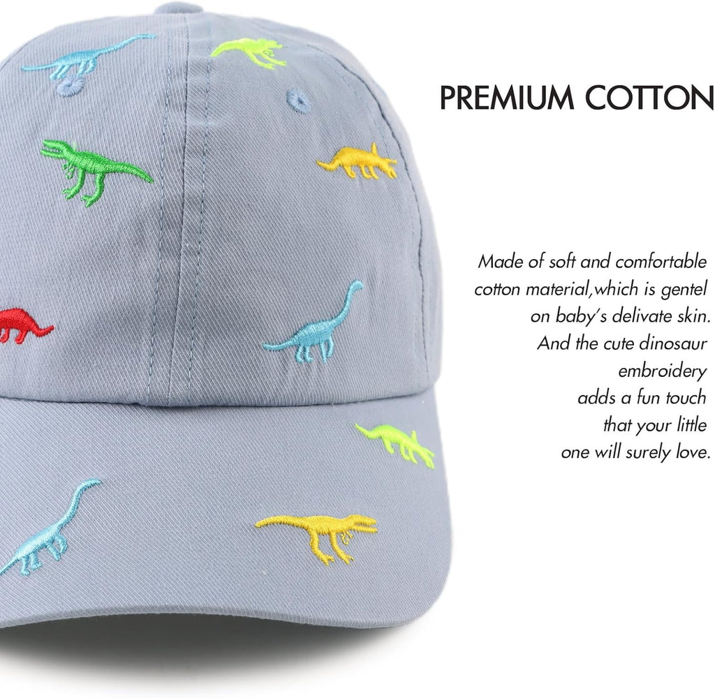 JANGANNSA Dinosaur Boys Girls Caps Embroidery Baby Baseball Caps Cotton Infant Toddler Kids Hat Spring Summer Autumn 2-6Y