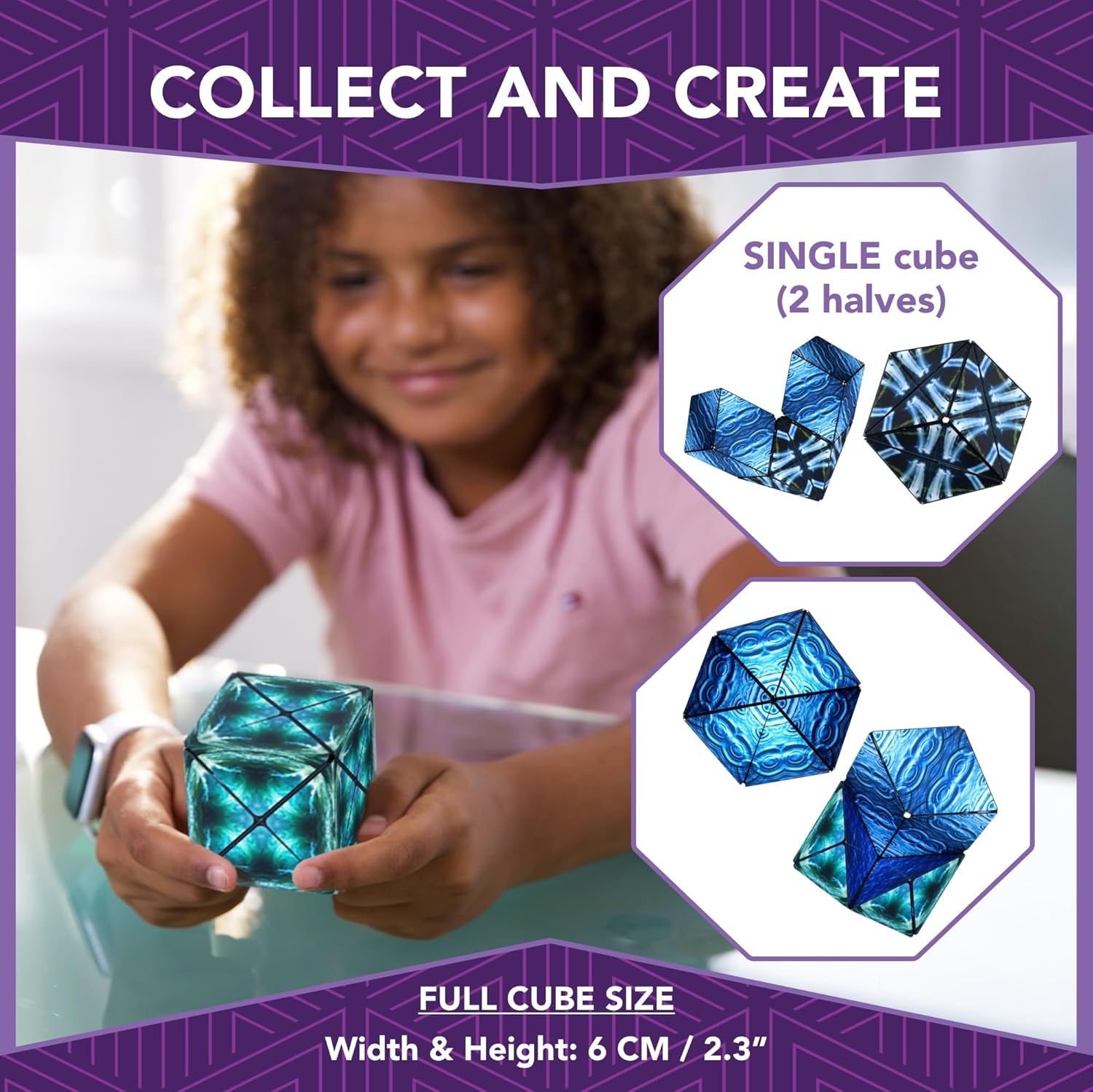 Magnetic Transforming Cube - Shape Shifting Double Creativity Puzzle w/ 96 Rare Earth Magnets - Transforms Into Over 100 Shapes - by Fun in Motion Toys - Creators of Shashibo & Cubendi