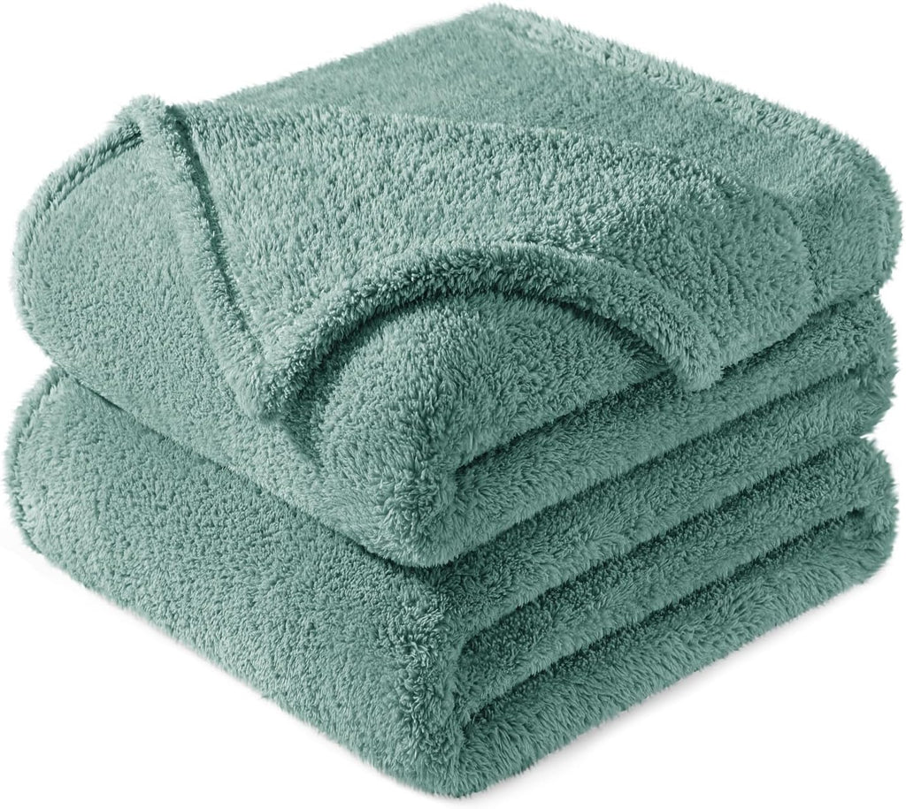 Exclusivo Mezcla King Size Flannel Fleece Blanket, Super Soft Velvet Plush Bed Blanket, Fuzzy Cozy and Warm for All Seasons, 90x104 Inches, Celadon