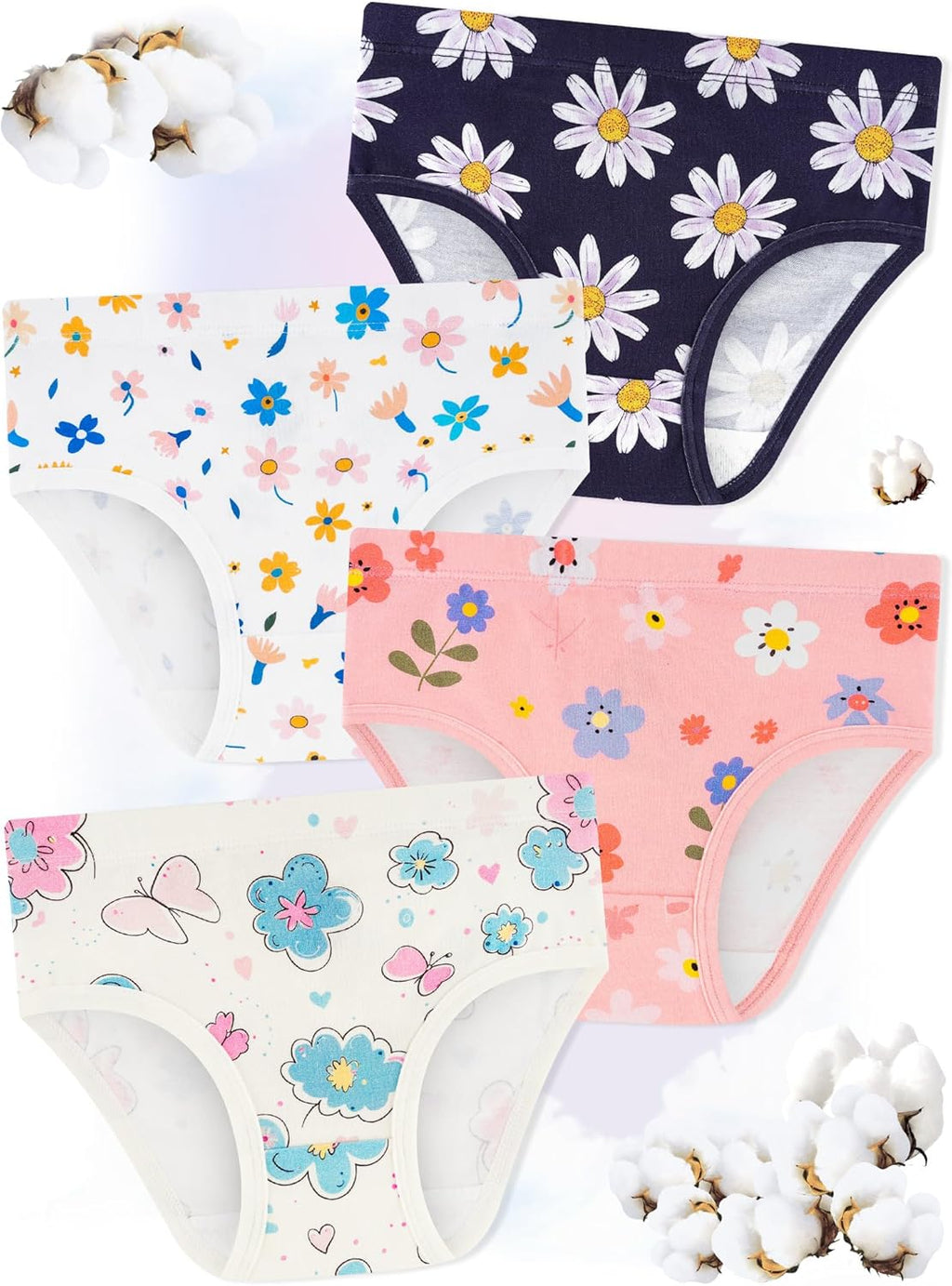 Girls' Underwear,Soft Cotton Tagless Panties for Toddlers' & Little Kids' Comfort,Breathable Briefs,8-Pack