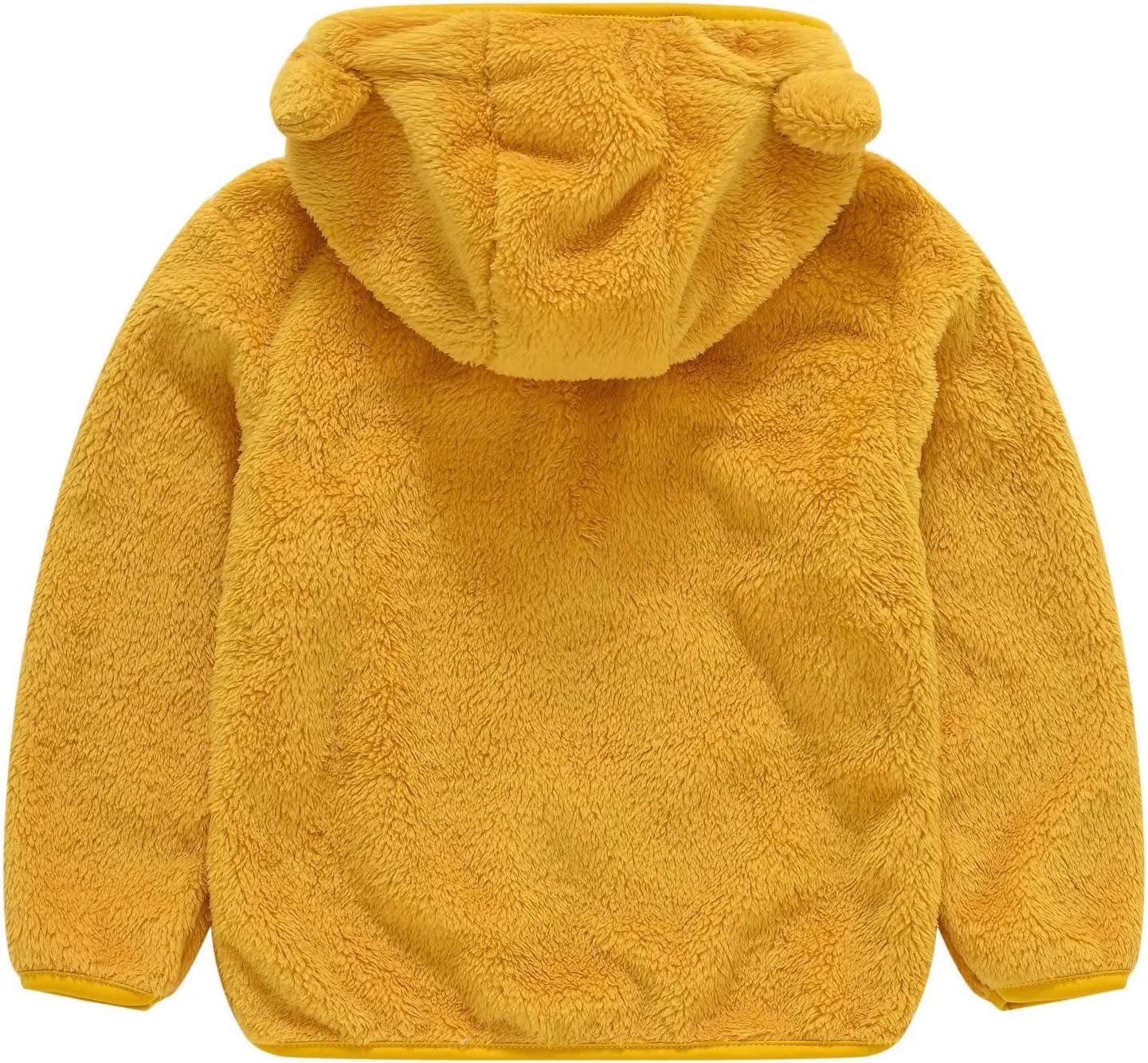 AIWUHE Toddler Boys Girls Hooded Jacket Fleece Hoodie Winter Warm Solid Color Teddy Coat Zip-up Bear Ear Sweater Fall Clothes
