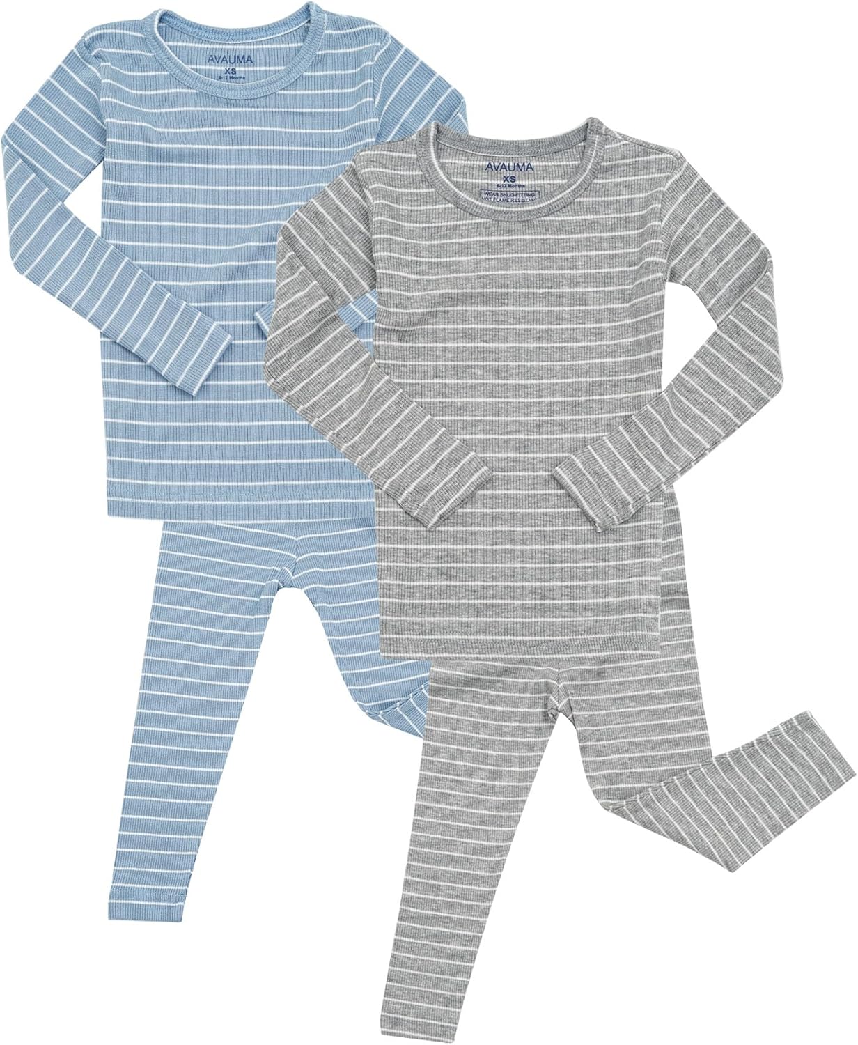 AVAUMA Stripe Pattern Baby Boys Girls Pajama Set Kids Toddler Snug fit Ribbed Sleepwear pjs for Daily Life Style