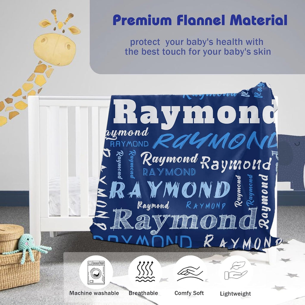 Personalized Baby Blanket with Name Customized Gift for Baby Shower Christmas Birthday New Mom Custom Name Blanket for Boy Girl Newborn