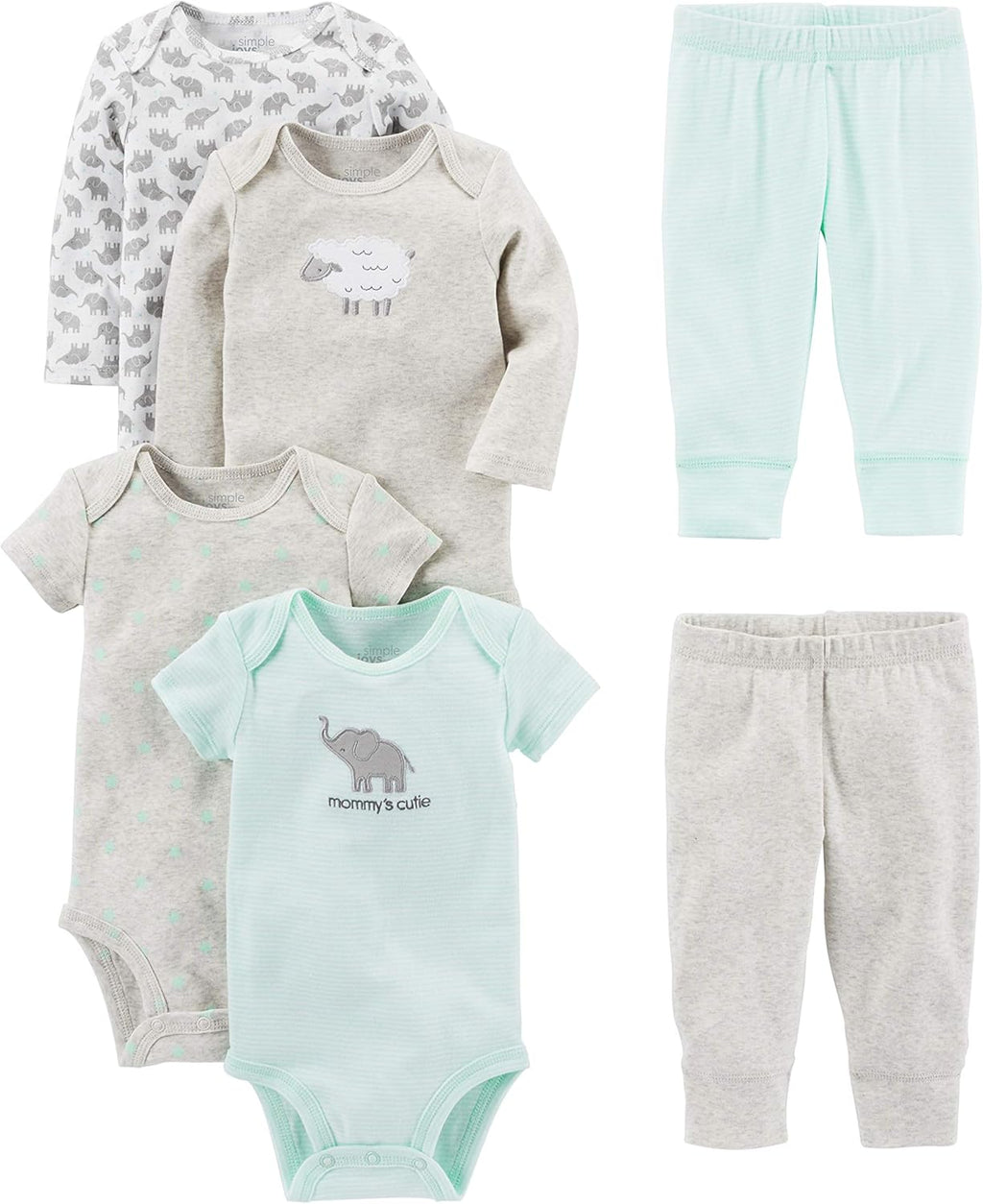 Simple Joys by Carter's unisex-baby 6-piece Bodysuits (Short and Long Sleeve) and Pants Set