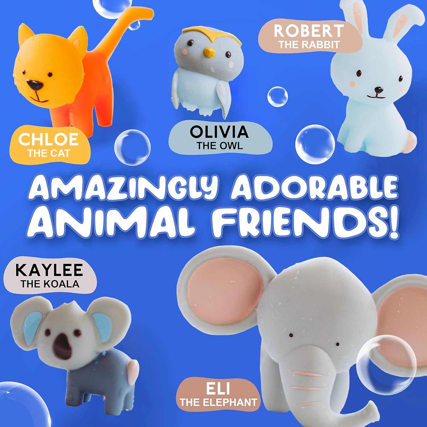 SplashEZ Animals Bath Toys for Toddlers, Mold Free Bath Toys for Kids, No Hole for Water Soft Durable Elephant Play Set for Bathtub, Pool, Shower Boys & Girls, No Mold, Ages 0-1-3-4-5-6-8