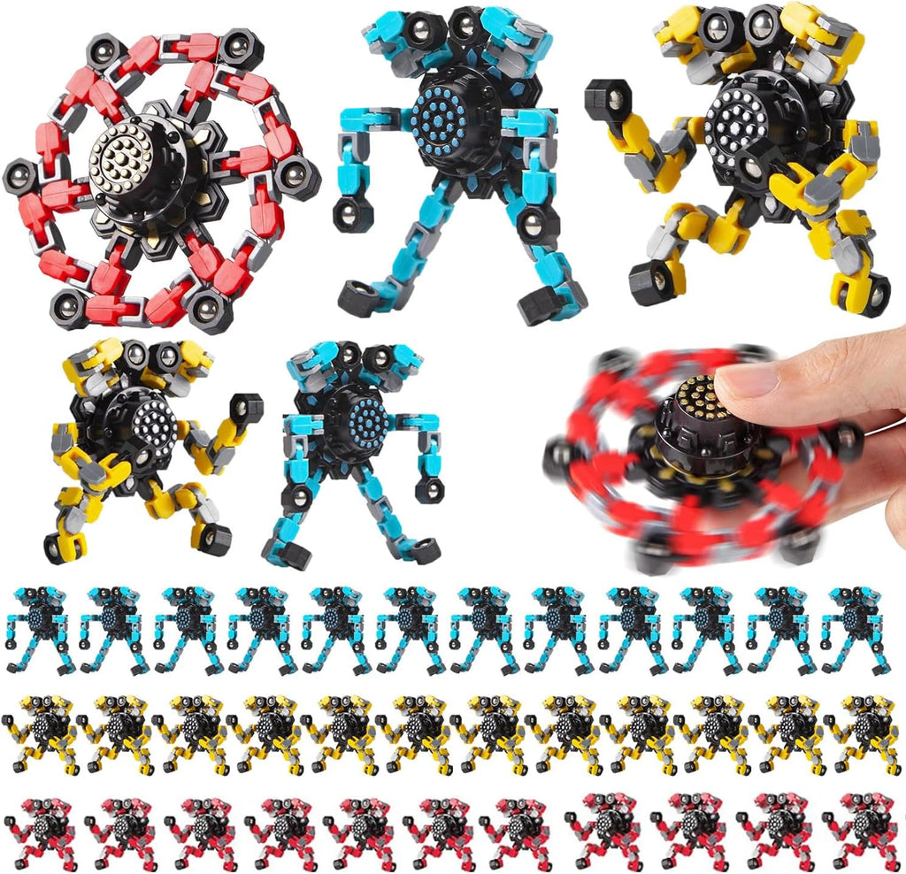 40 Pcs Deformable Robot Fidget Spinners - Transformable Fingertip Toys for Classroom Prizes, Christmas, Valentine Gifts - Goodie Bag, Stocking, Easter Basket Stuffers for Kids