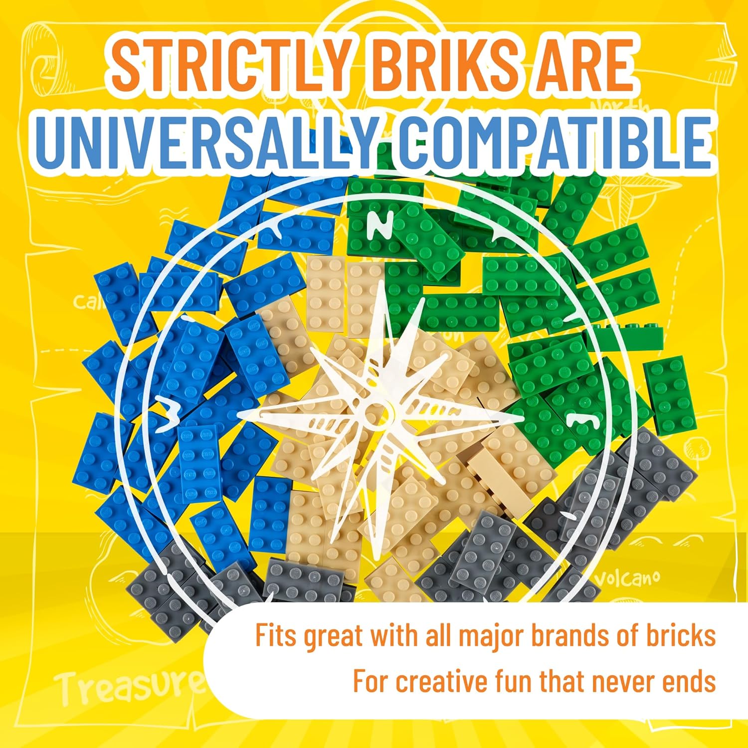 Strictly Briks Classic Bricks Starter Kit, Blue, Green, Gray, and Sand, 96 Pieces, 2x4 Studs, Building Creative Play Set for Ages 3 and Up, 100% Compatible with All Major Brick Brands