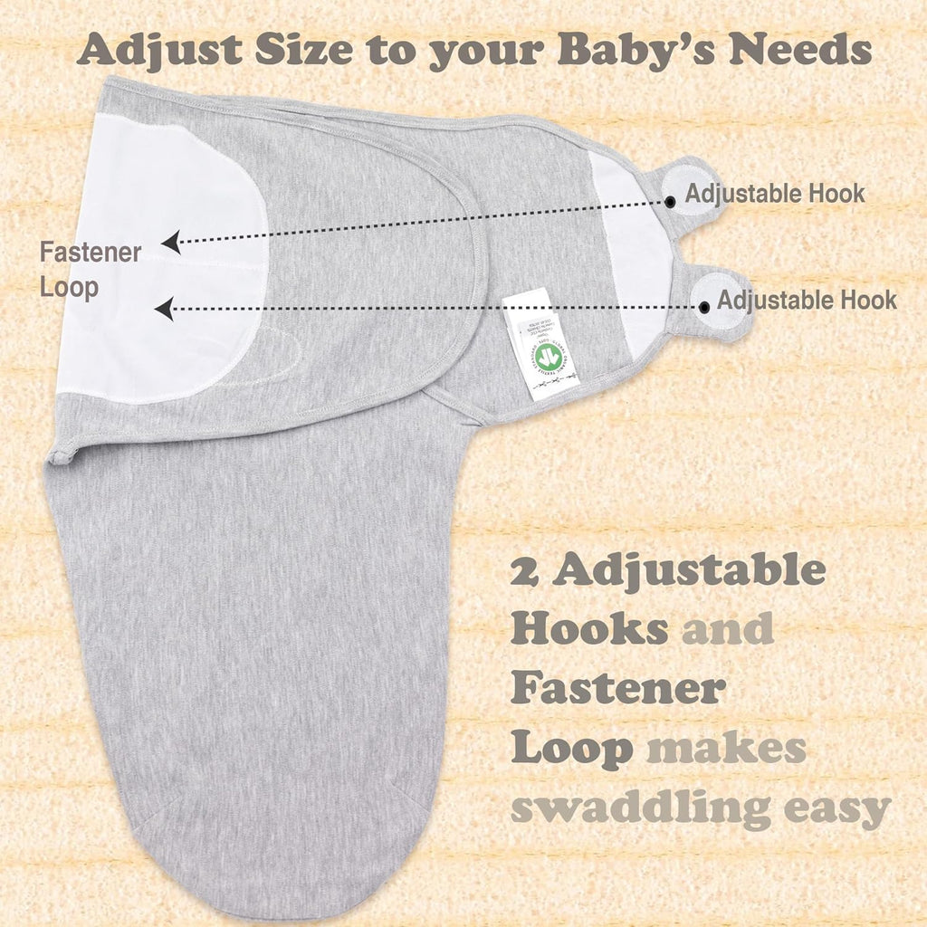 Bublo Baby Swaddles for Newborns – 3-Pack Infant Swaddles 0-3 Months – Adjustable Swaddle Sleep Sack – Soft Organic Cotton Baby Wrap for Safe & Cozy Sleep (Melange Grey)