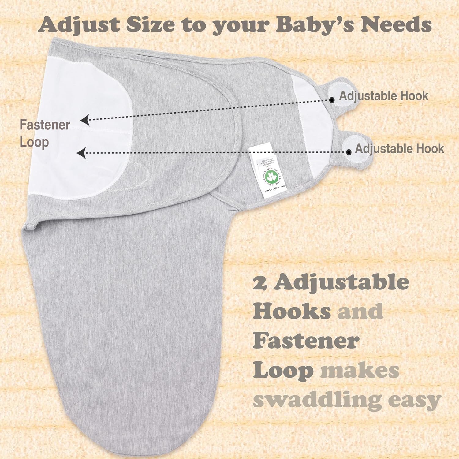 Bublo Baby Swaddles for Newborns – 3-Pack Infant Swaddles 0-3 Months – Adjustable Swaddle Sleep Sack – Soft Organic Cotton Baby Wrap for Safe & Cozy Sleep (Melange Grey)