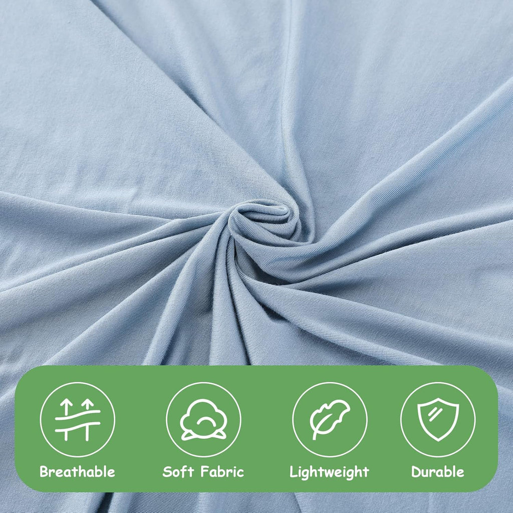 iEvolve Cotton Knitted Baby Swaddle Blanket with Hat Headband Set Newborn Swaddle Wrap Receiving Blankets for Baby Girl Boy 35" x 35"(Lightblue)