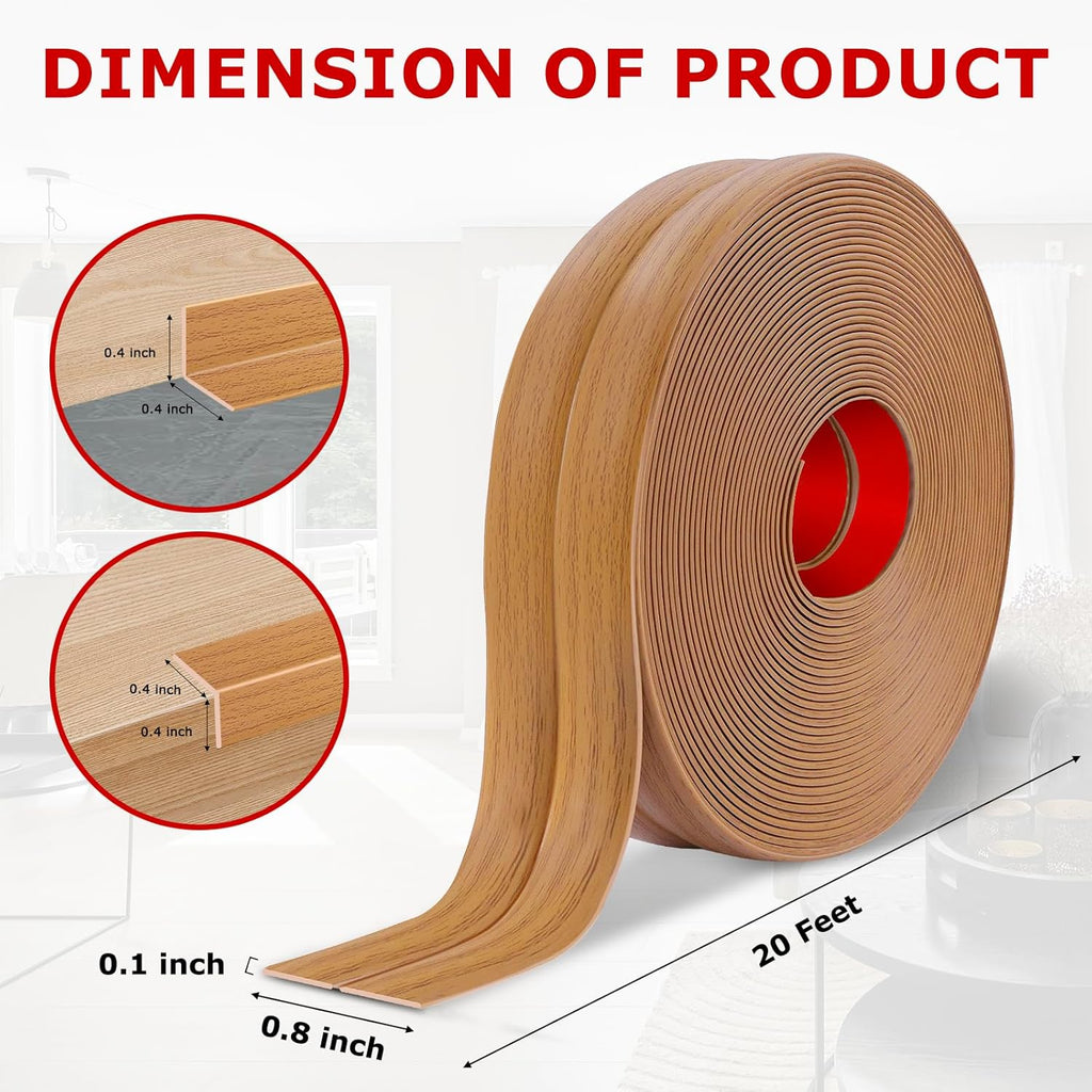 Flexible Wall Corner Protector Moulding Trim Peel and Stick Wall Corner Guards Edge Protector Self Adhesive Molding Trim Strip for Edge Ceiling (Light Brown Wood Grain, 0.8 in x 20 Ft)