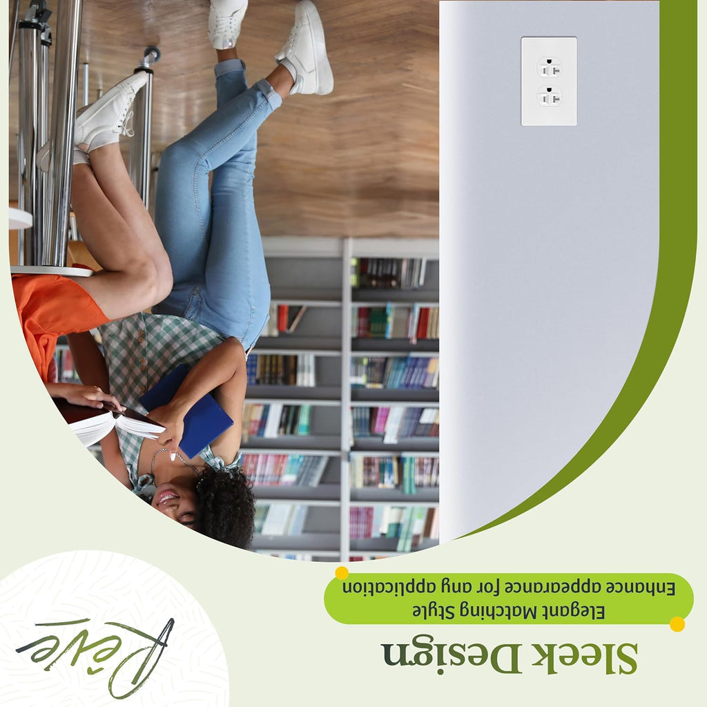 TG Screwless Duplex Wall Plate Covers, Child Safe Receptacle Outlet Covers, Size 1-Gang 4.68"x 2.93",Unbreakable Polycarbonate Thermoplastic,SP-S1-W-20PCS,Glossy, White, 20 Pack