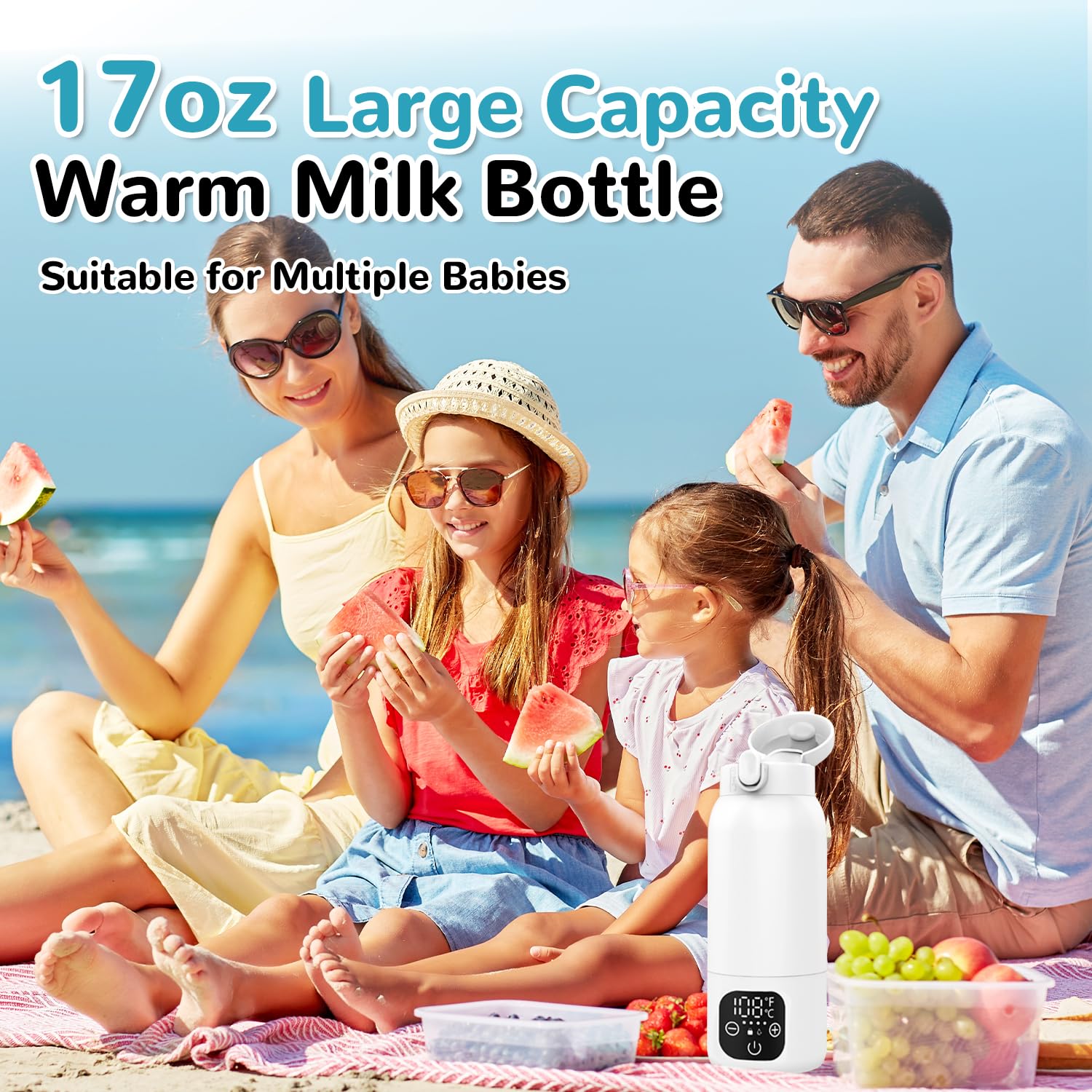 Portable Milk Warmer for Travel,Formula Container to Go 17oz Baby Bottle Warmer with 11000mAh Long Battery Fast Heating,Cordless Milk Warmer for on The go for Breast Milk and Formula, Baby Milk Warmer