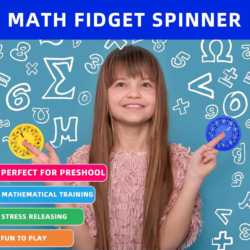 Math Fidget Spinners,Funny Educational Math Fact Tools,Math Learning & Education Toys Game,Creative Gift (9 PCS-Multiplication & Division)