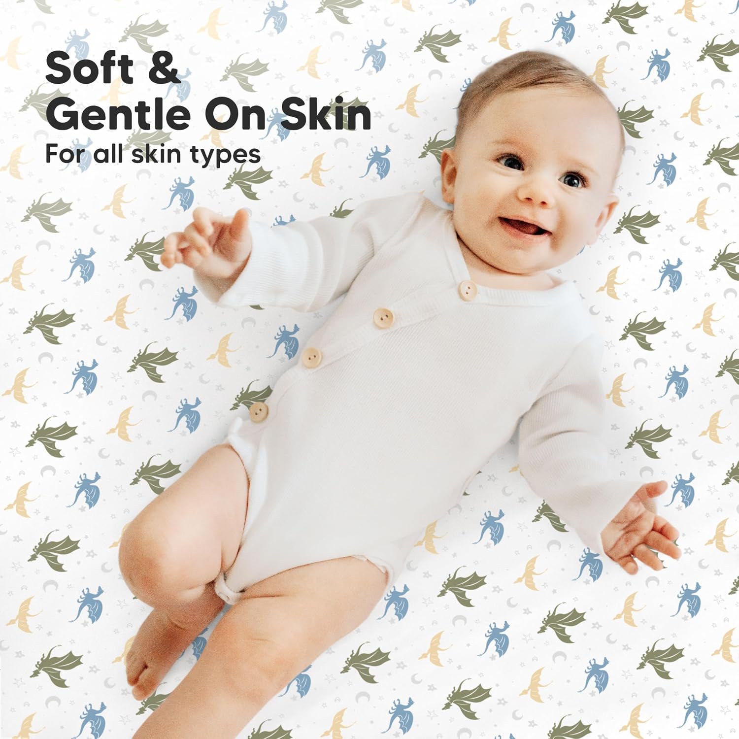 2-Pack Mini Crib Sheets Fitted - 38x26 Pack N Play Sheets for Pack and Play Mattress, Organic Cotton, Soft & Breathable Playard Bedding, Neutral Mini Toddler Bed Cover for Boys, Girls (Dragon Tale)