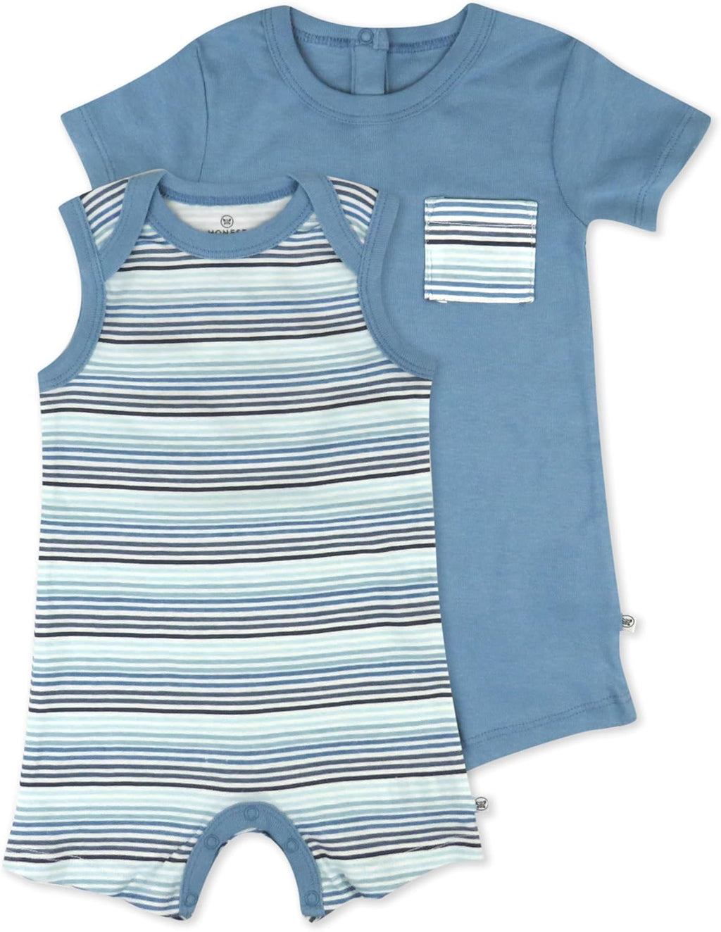 HonestBaby Short Sleeve and Tank Romper 100% Organic Cotton for Infant Baby and Toddler Boys